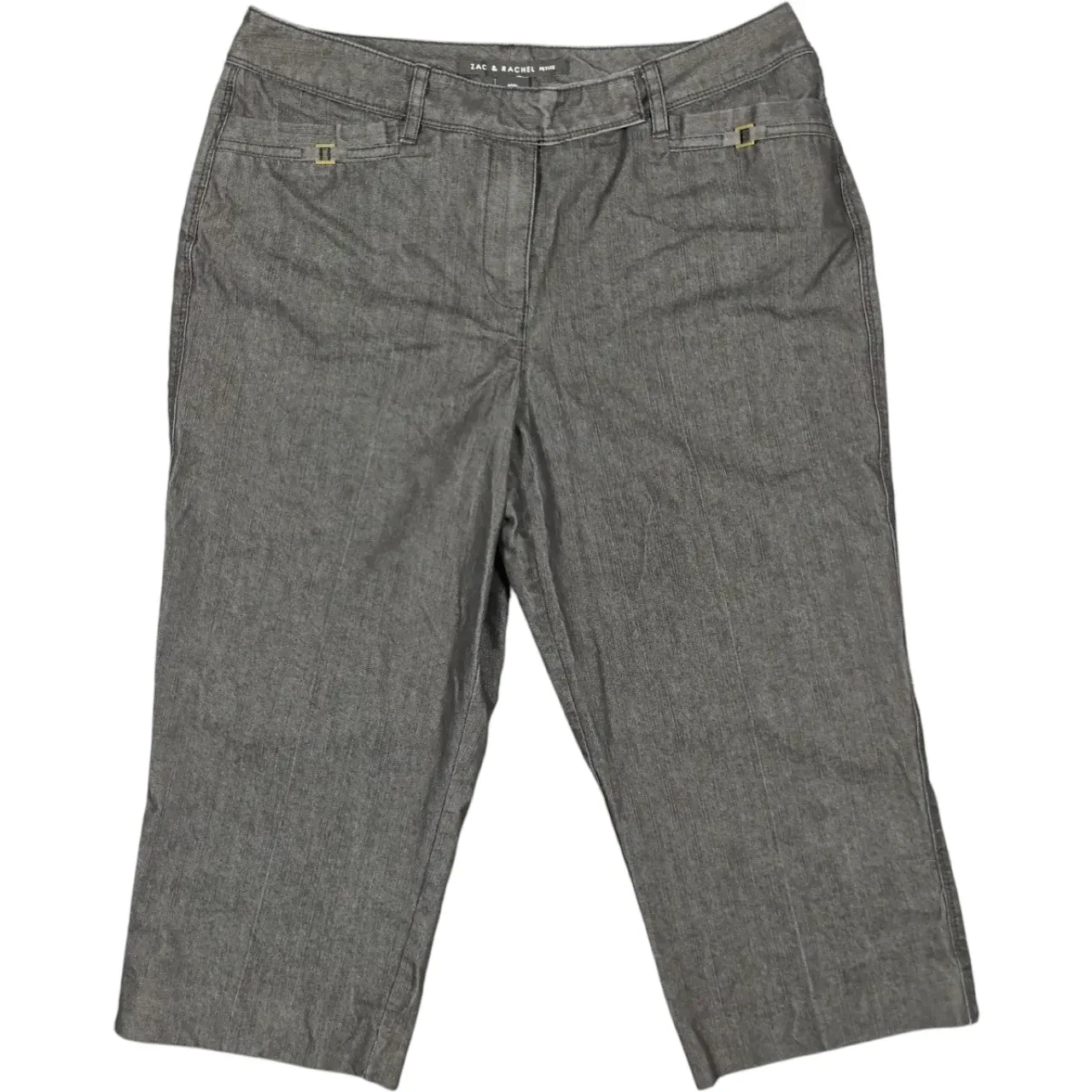 Zac & Rachel Petite Women's Gray Stretch Cropped Capri Pants Size 12P
