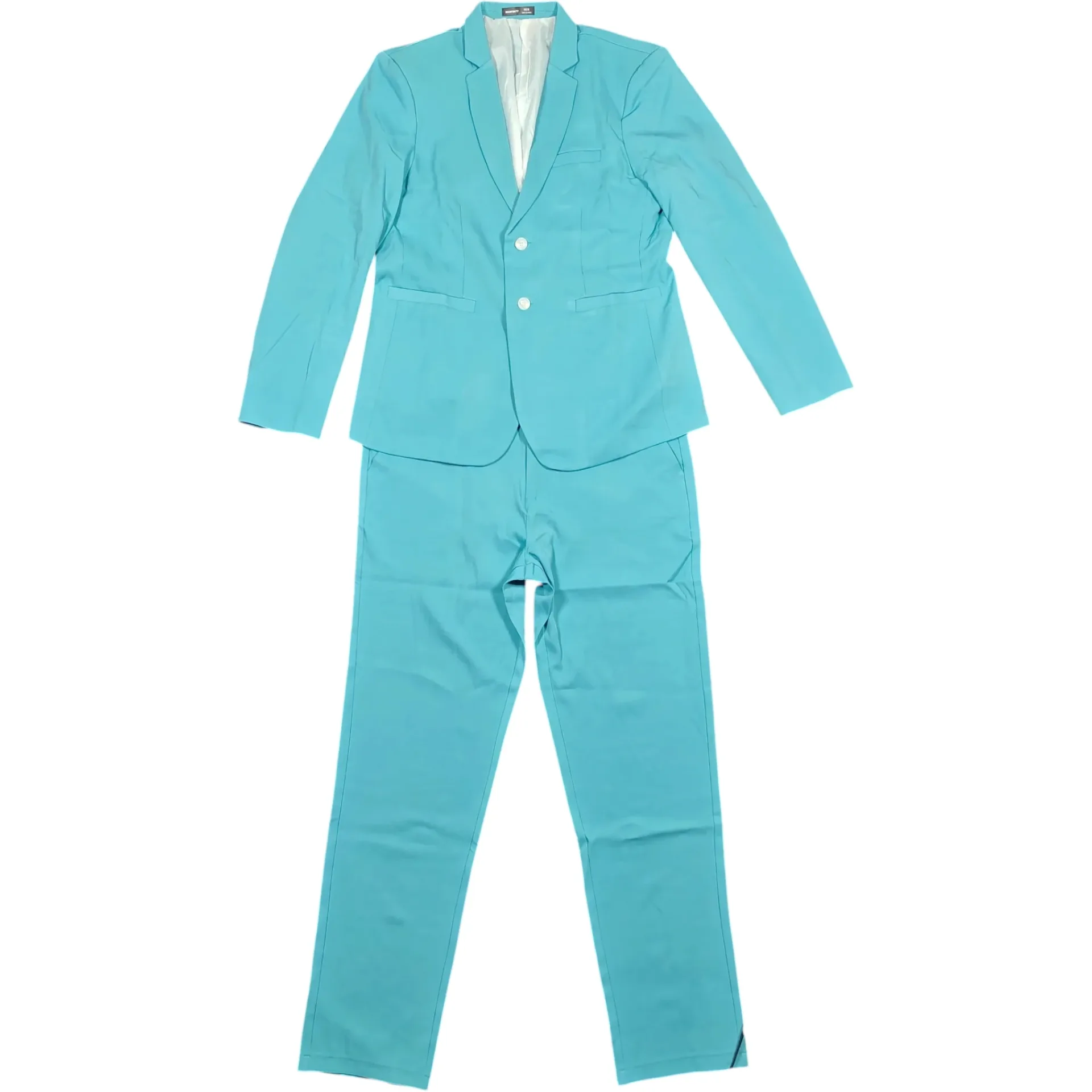 Manfinity Men's 2-Piece Slim Suit Set Blazer & Pants Turquoise Aqua Size XL