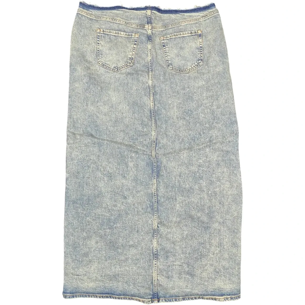 Wild Fable Women's Denim Maxi Skirt Size 16 Raw Waist Front Slit Acid Wash NWT thumbnail 2