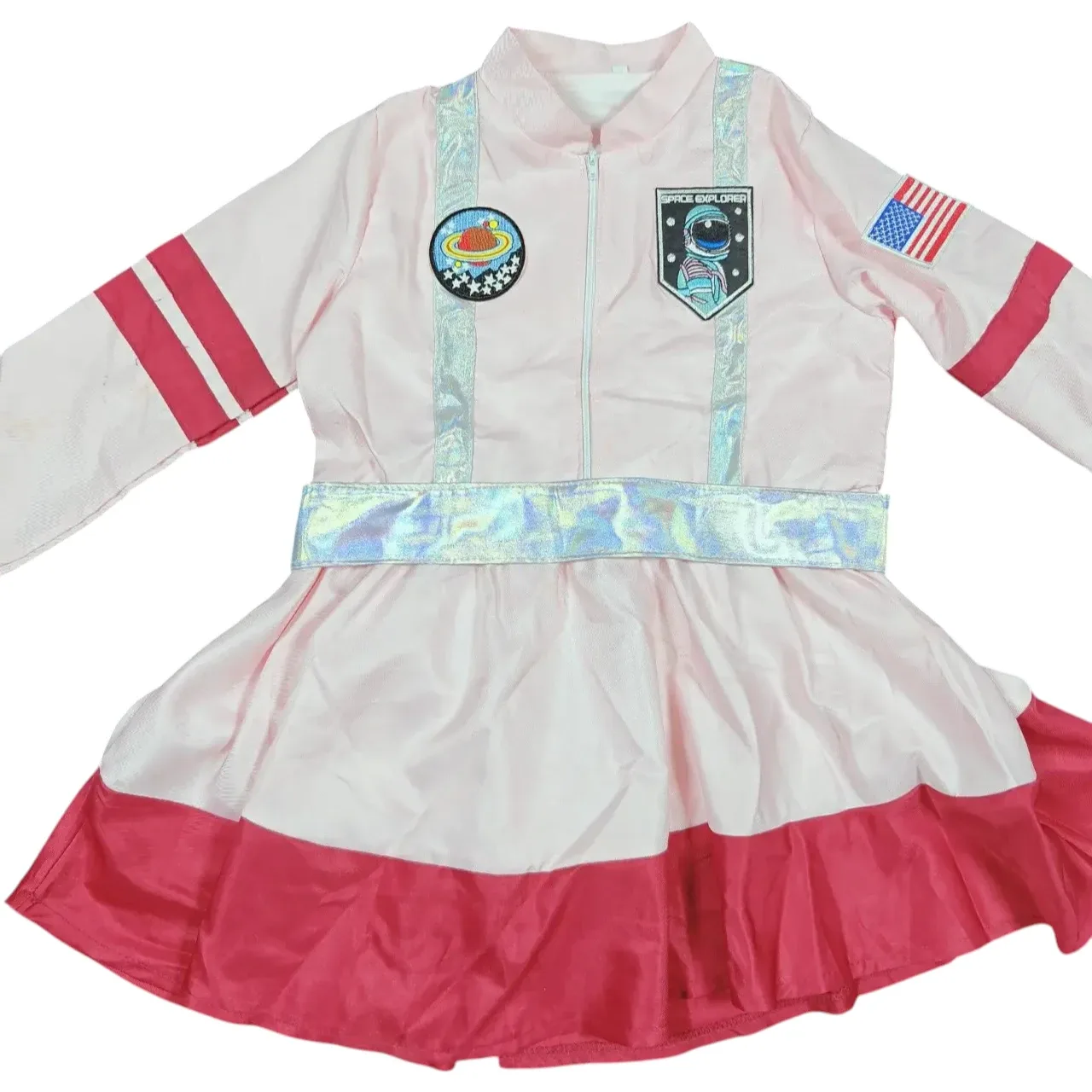 Girls Pink Astronaut Space Explorer Costume Dress Set with Headband & Gloves thumbnail 2