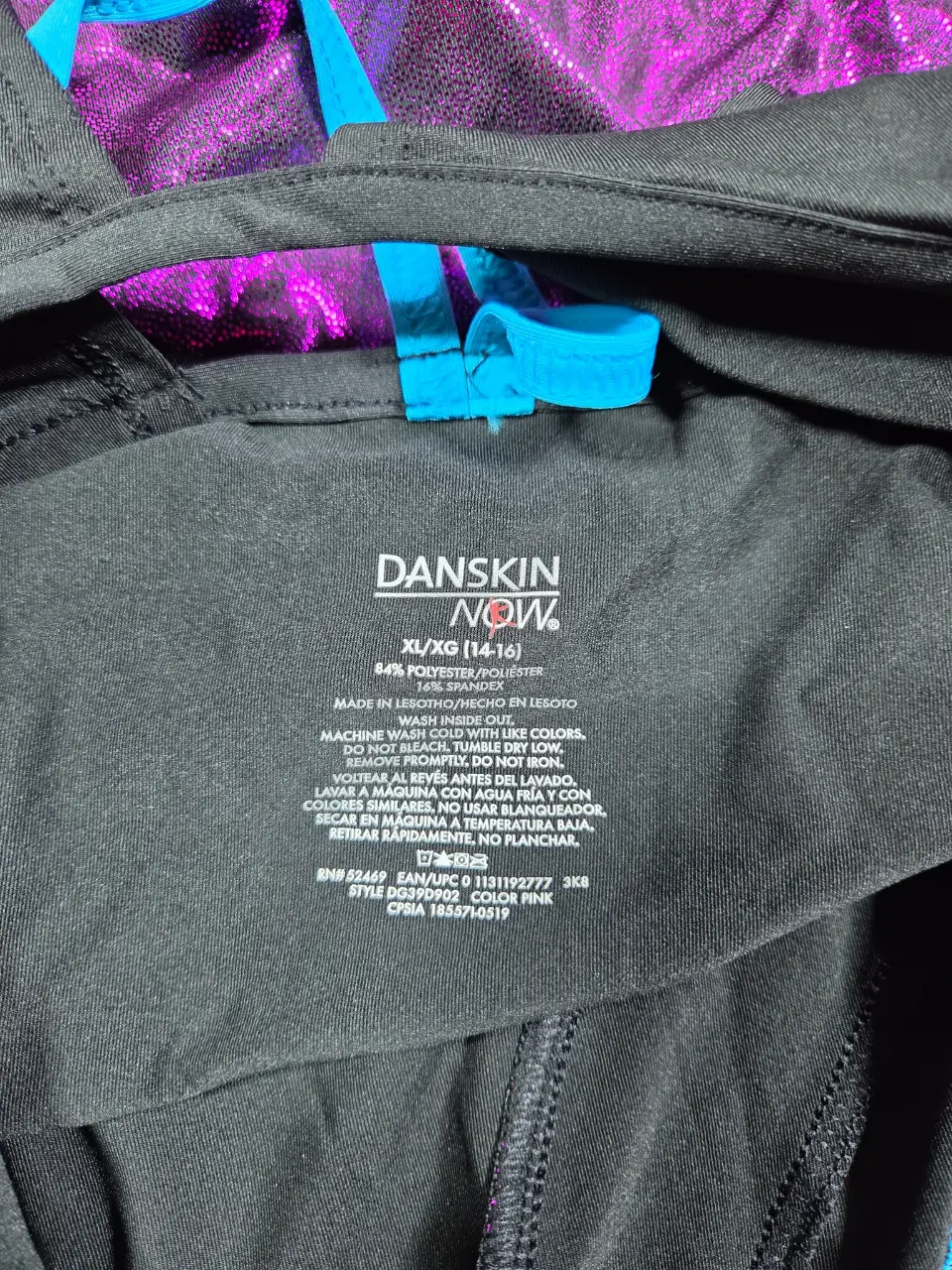 Danskin Now Girls XL Purple Gymnastics Dance Leotard & Scrunchie NWT thumbnail 3