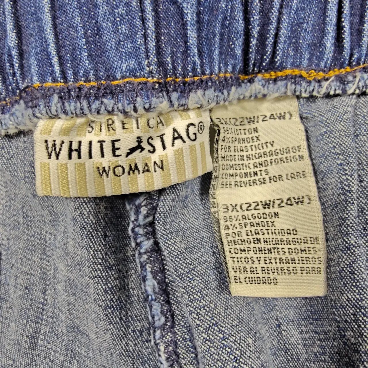 White Stag Woman Stretch Denim Elastic Waist Capri Crop Pants 3X 22W 24W thumbnail 3