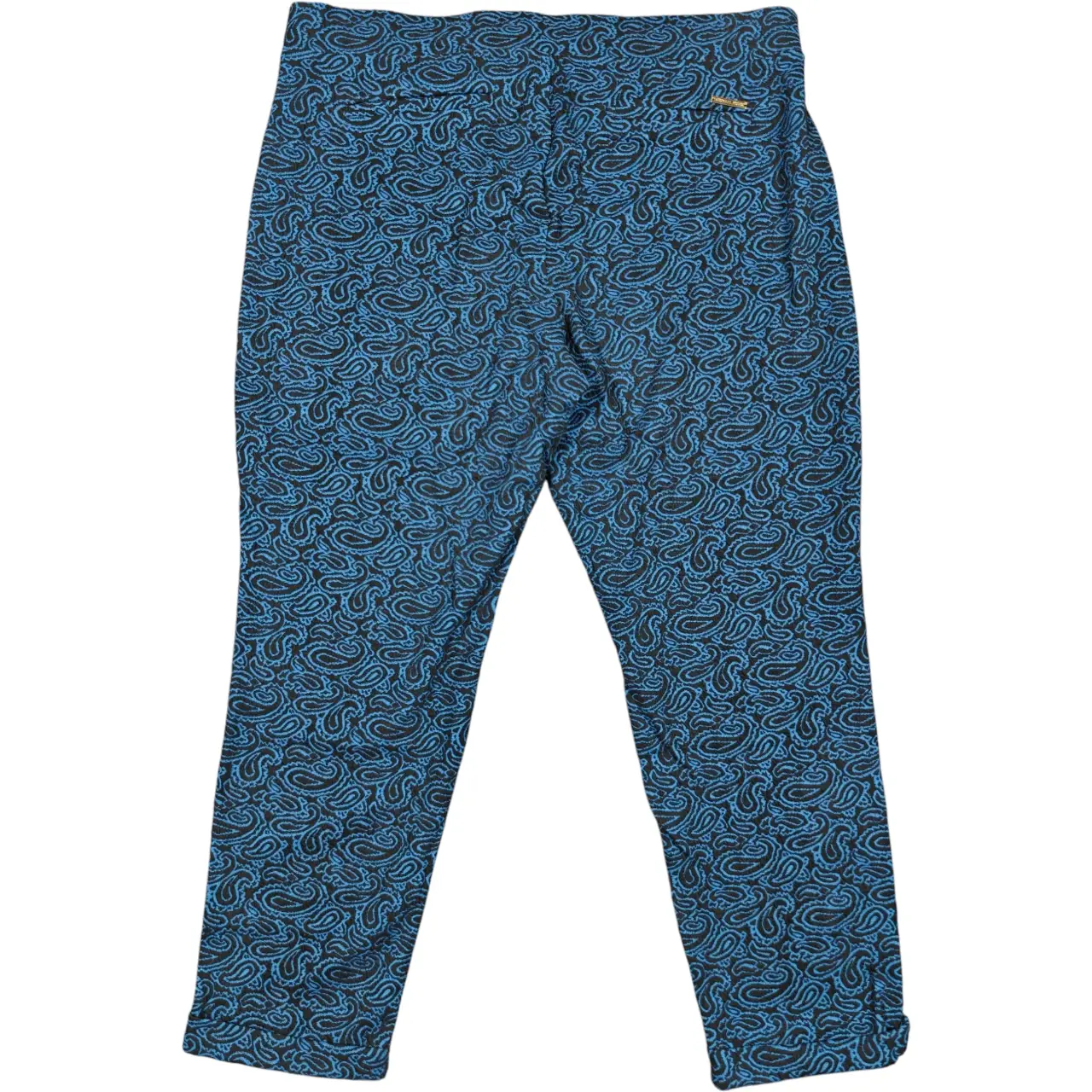 Michael Kors Blue & Black Paisley Textured Knit Ankle Pants XL thumbnail 2