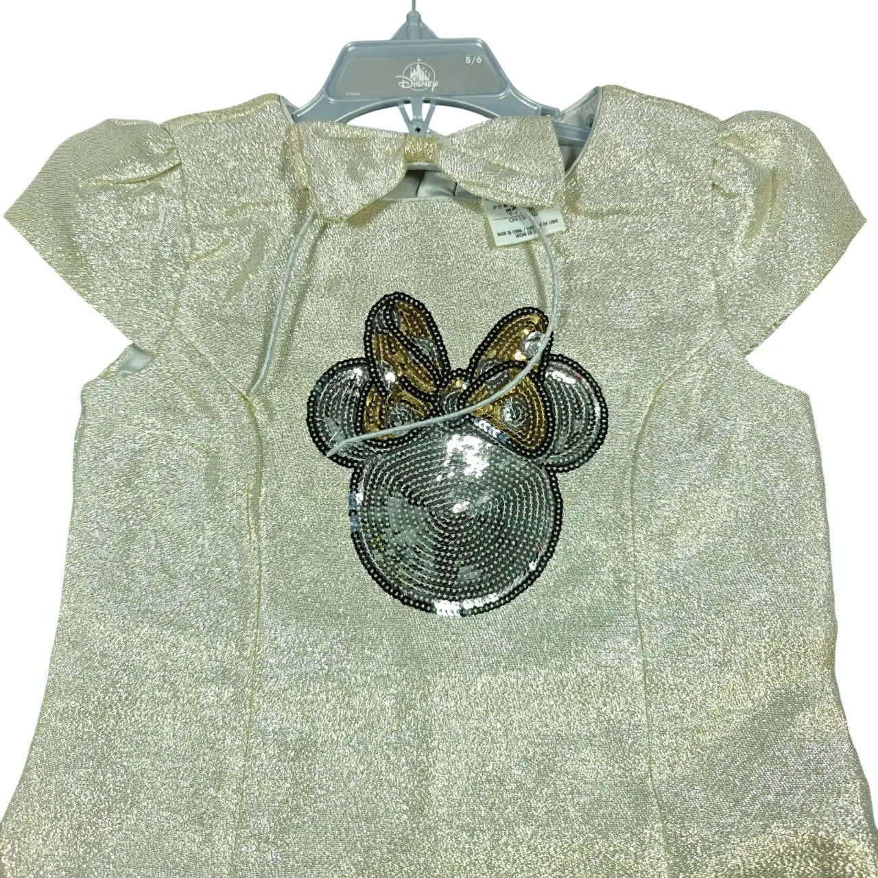 Disney Store Girls Size 5/6 Minnie Mouse Gold Metallic Sequin Party Dress NWT thumbnail 2