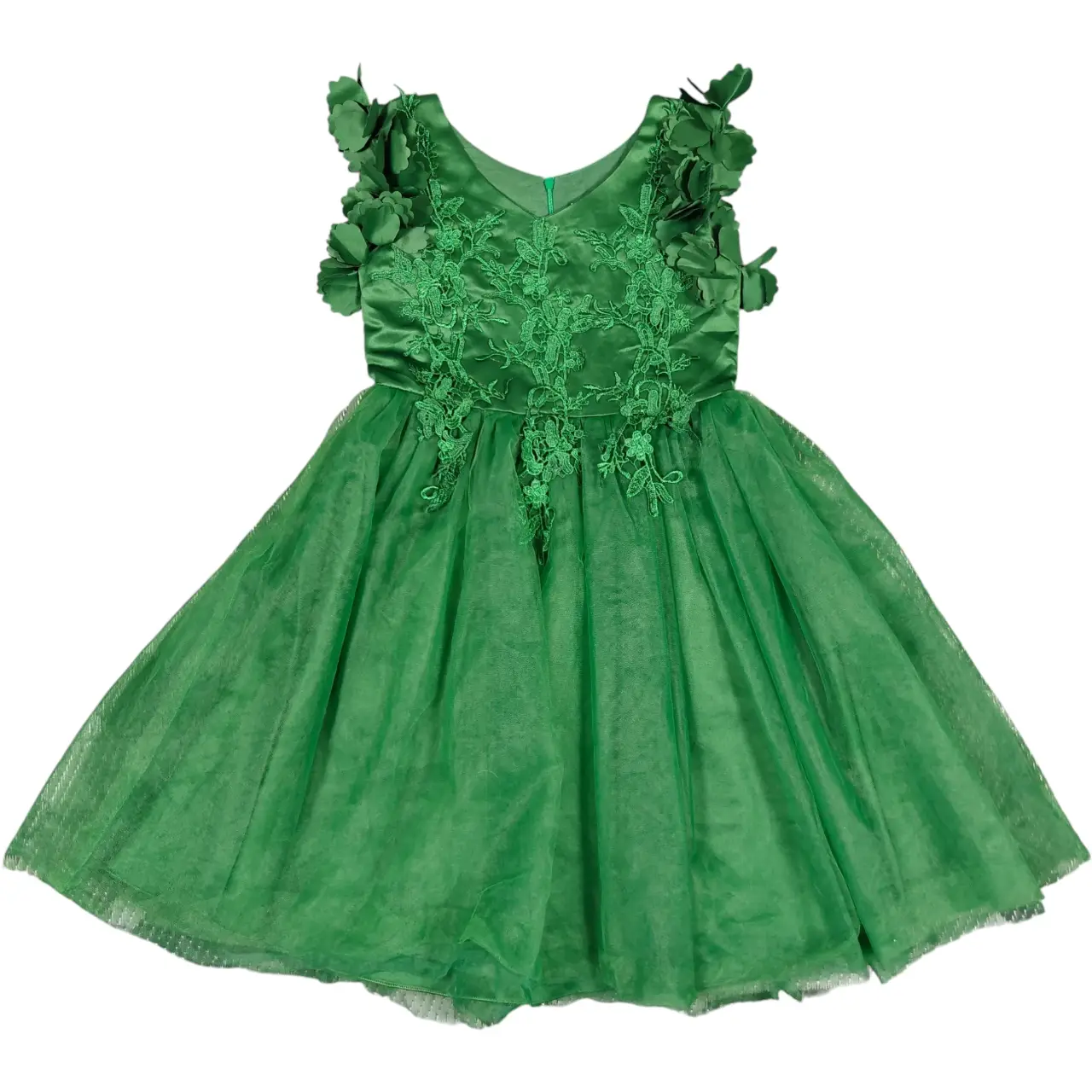 Trish Scully Bianca Gown Emerald Green Floral Tulle Dress Size 10 thumbnail 2