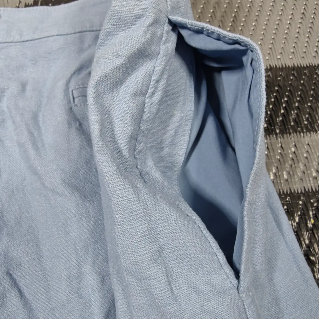 Open Edit Women's Light Blue Linen Blend Pleated Tailored Shorts Size 16 thumbnail 3