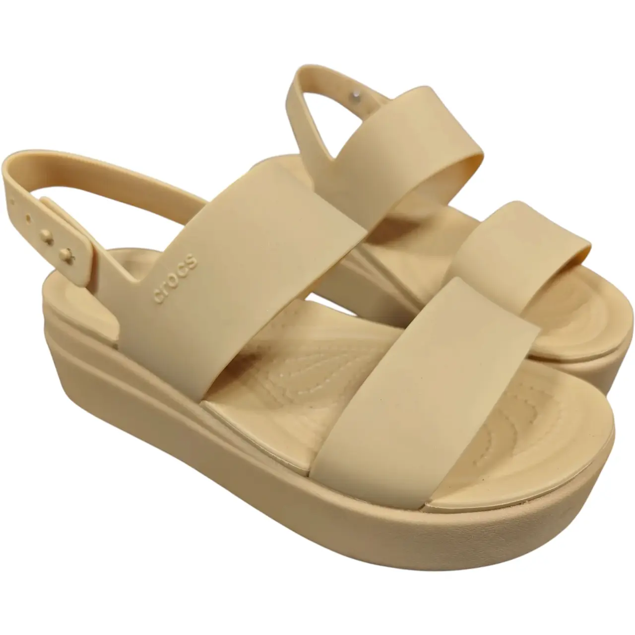 Crocs Brooklyn Low Wedge Platform Sandals Beige Tan Women's Size 6 LiteRide