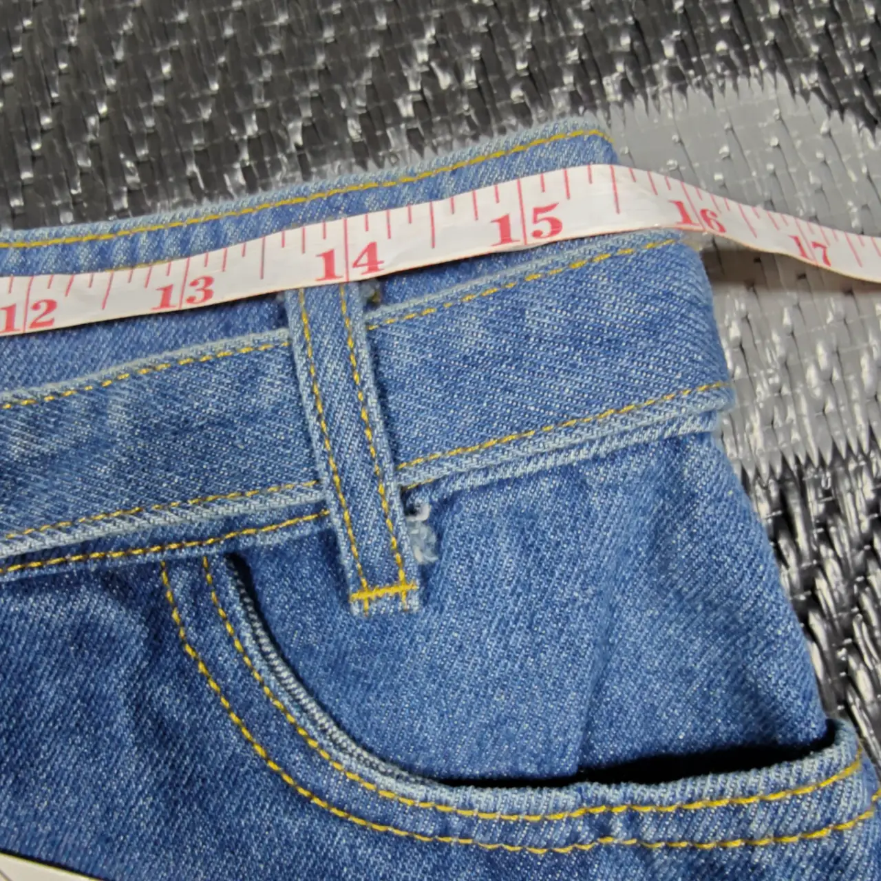 Jin Yuan Bao Denim Mesh Splice Tiered Tulle Asymmetrical Skirt Size XXL NWT thumbnail 7