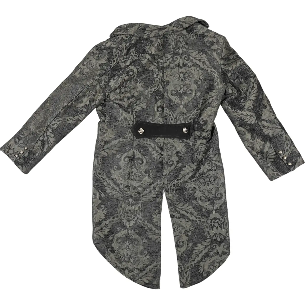Gothic Steampunk Brocade Tailcoat Jacket Black Victorian Frock Coat thumbnail 3
