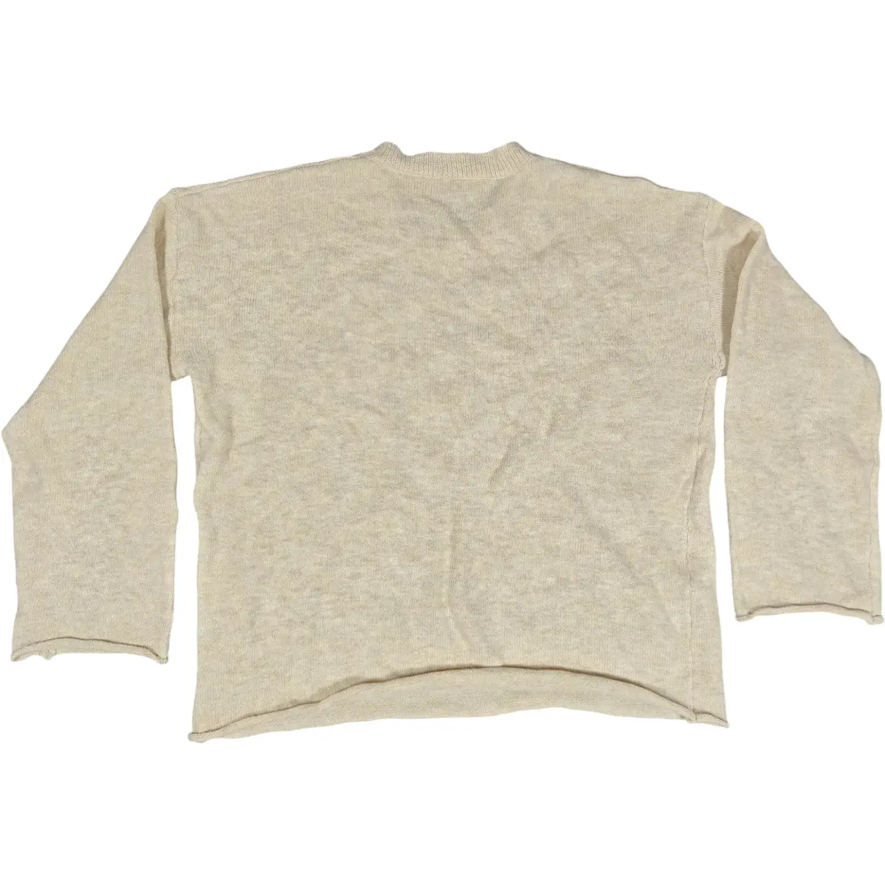 Knit Lounge Set Crewneck Sweater & Wide Leg Pants Cream Oatmeal Beige Size XL thumbnail 5