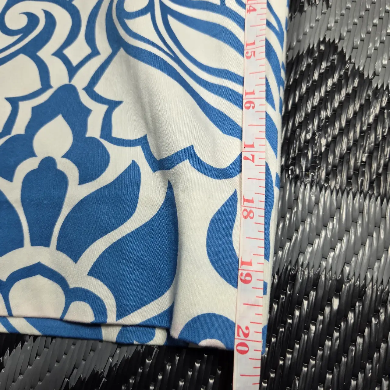 Etcetera Blue and White Damask Pleated Waist Pencil Skirt Size 4 thumbnail 8