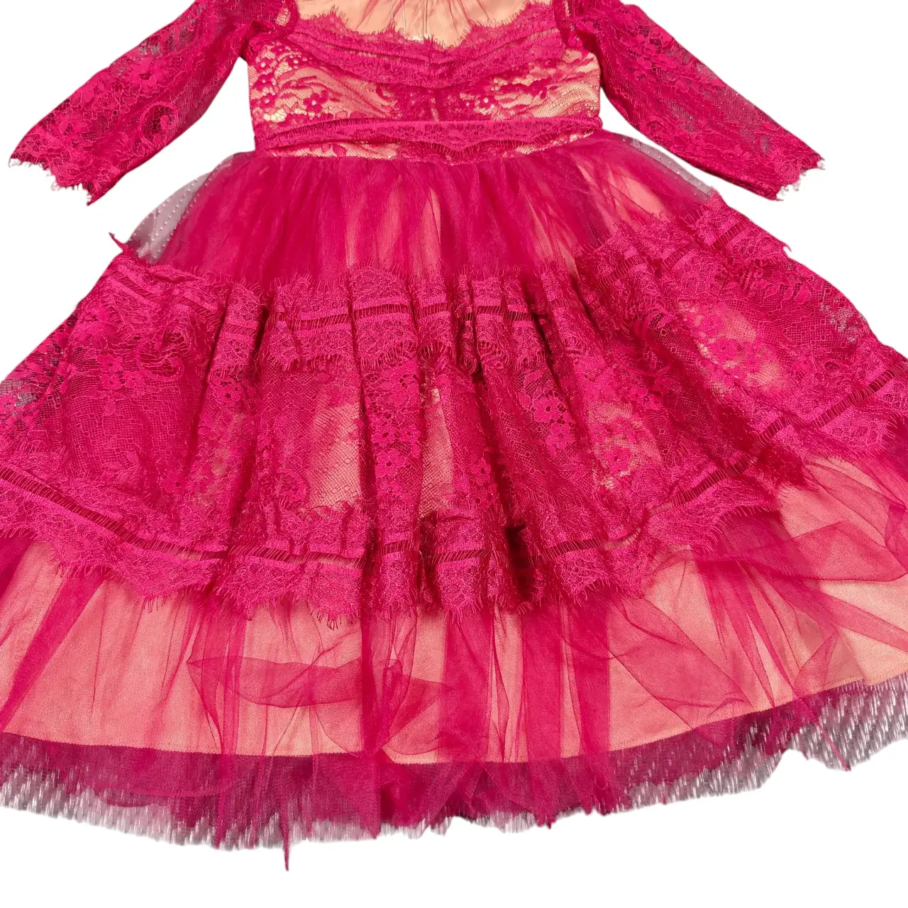 Trish Scully Girls Fuchsia Lace & Tulle Tiered Party Dress Size 3T NWT thumbnail 3