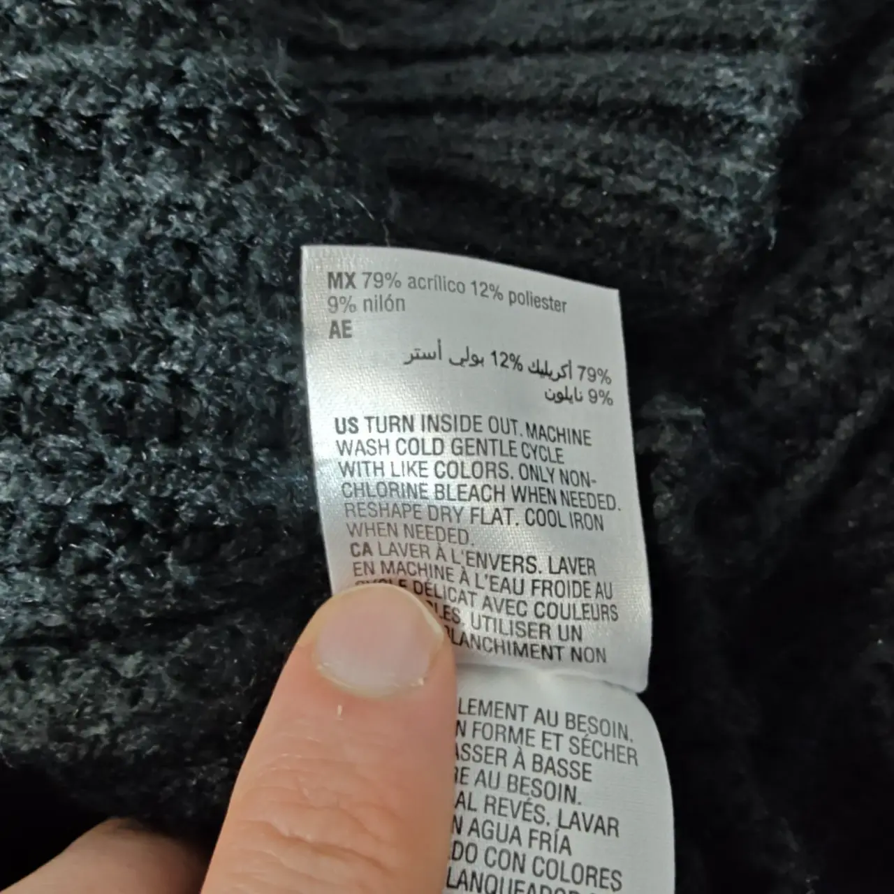INC International Concepts Rhinestone Button Chunky Knit Cardigan Black XL thumbnail 9