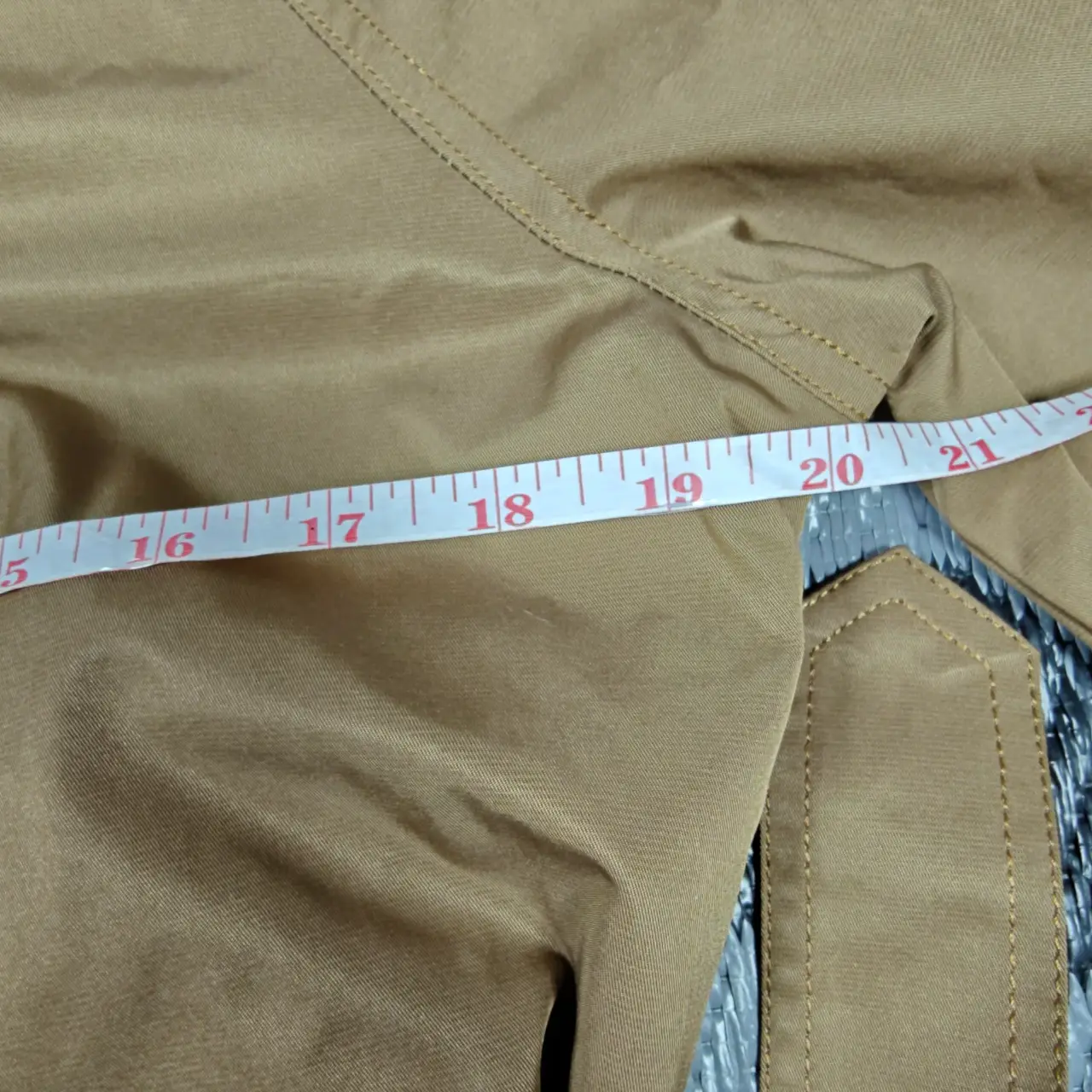 Women's Cropped Double-Breasted Trench Jacket Khaki Beige Belted Size M thumbnail 7