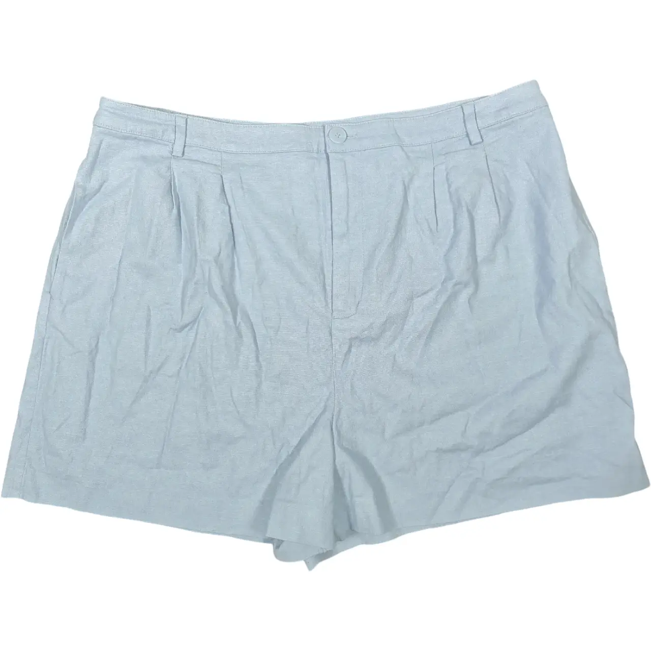 Open Edit Women's Light Blue Linen Blend Pleated Tailored Shorts Size 16