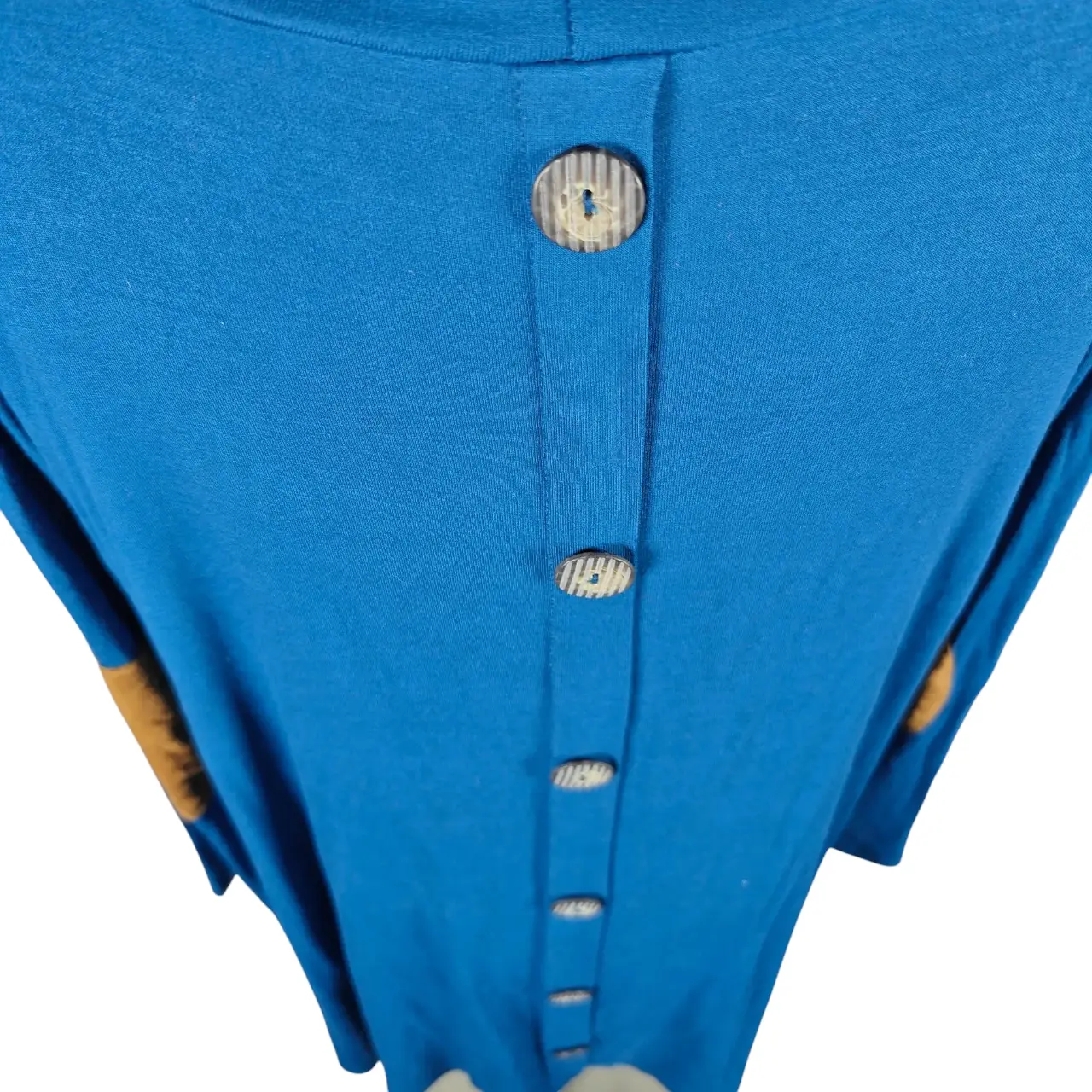 Emerald Women's 1X Teal Blue Button Back Tunic Top with Elbow Patches thumbnail 5