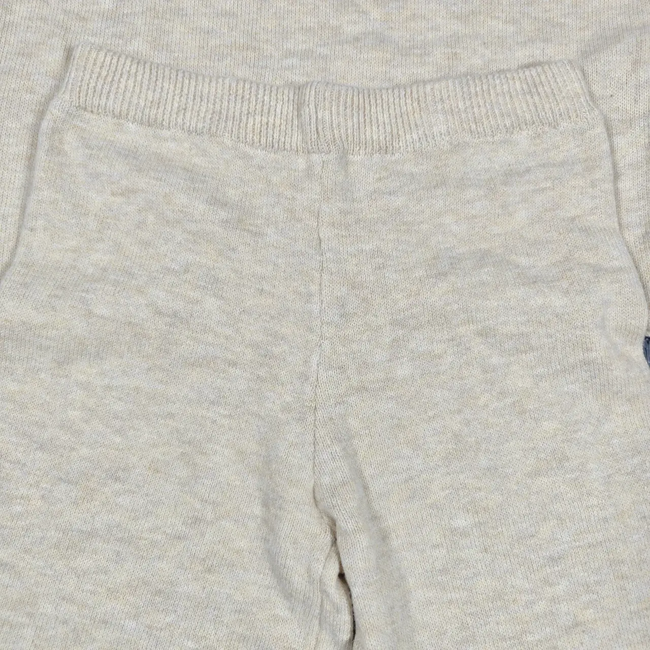 Knit Lounge Set Crewneck Sweater & Wide Leg Pants Cream Oatmeal Beige Size XL thumbnail 4