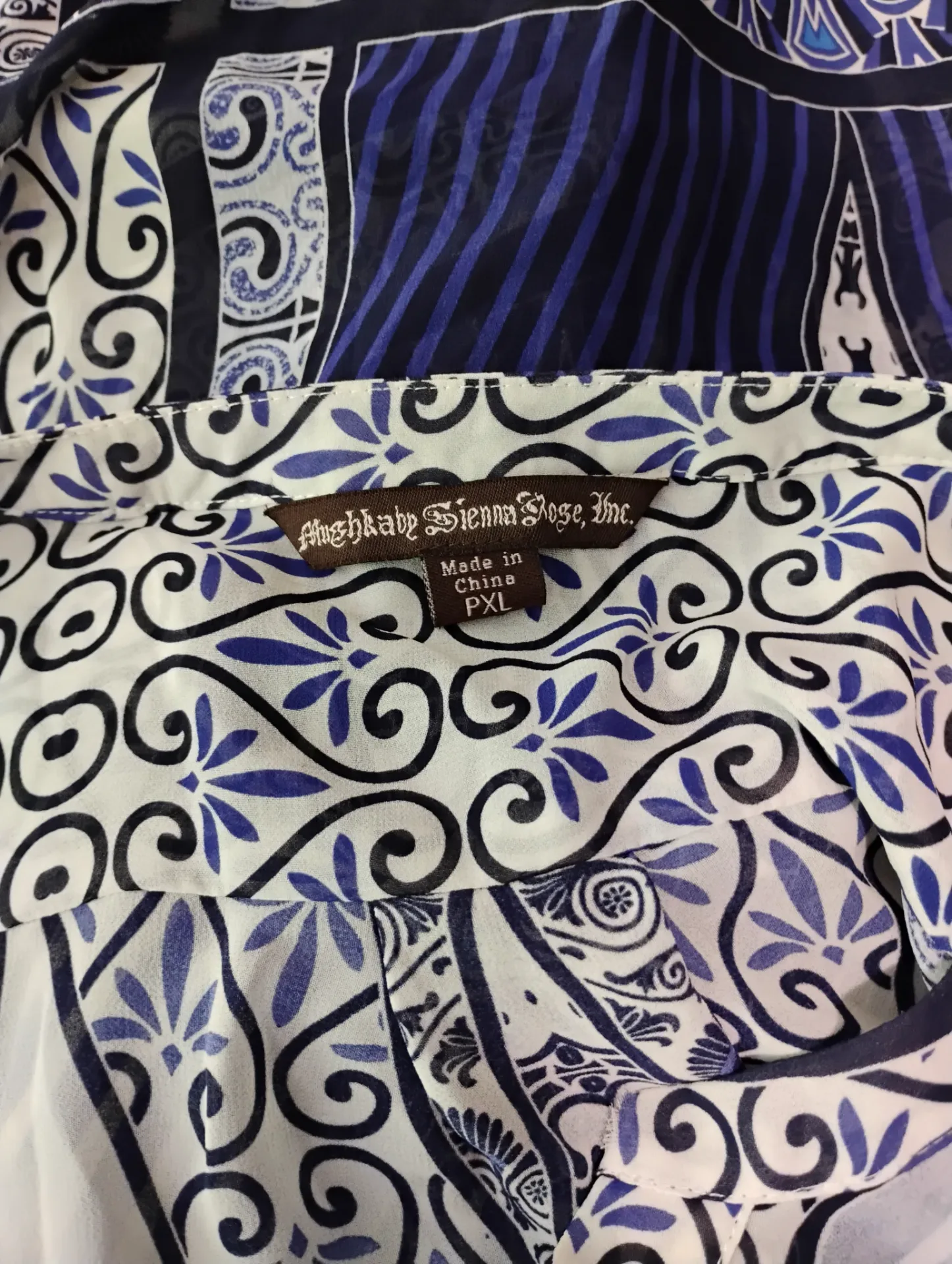 Mushka by Sienna Rose, Inc. PXL Purple White Patterned V-Neck Blouse Tunic thumbnail 5