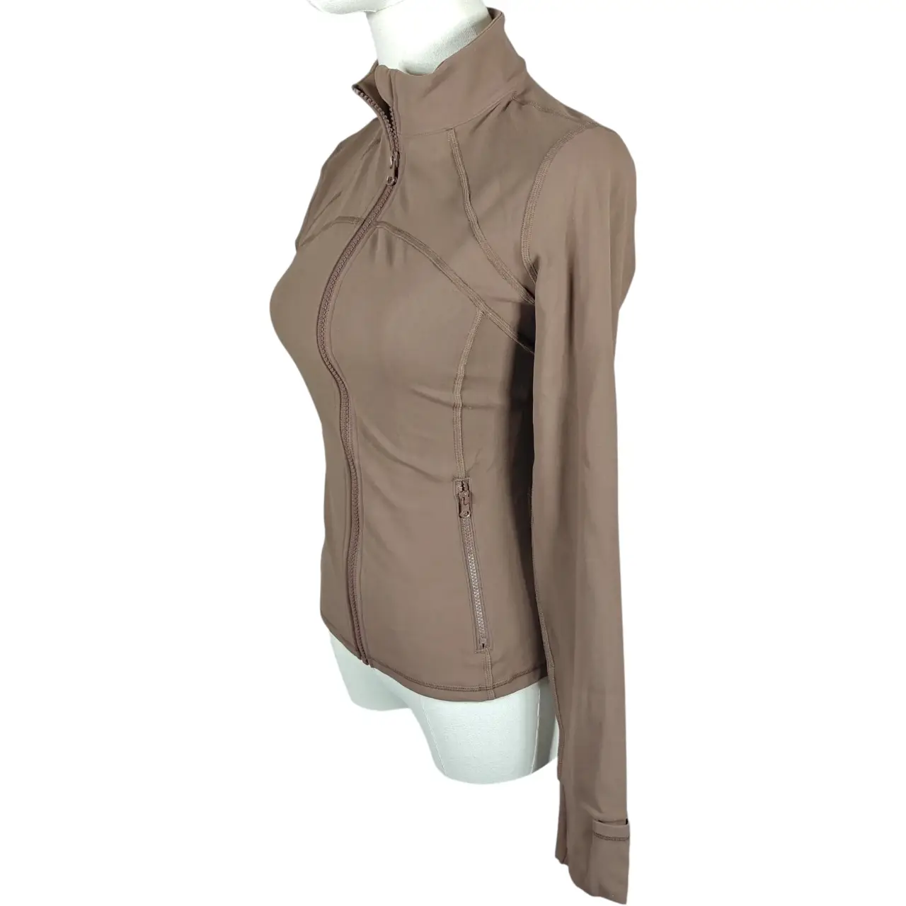 The Gym People Women's Full Zip Athletic Running Jacket Brown Thumbholes Size S thumbnail 2