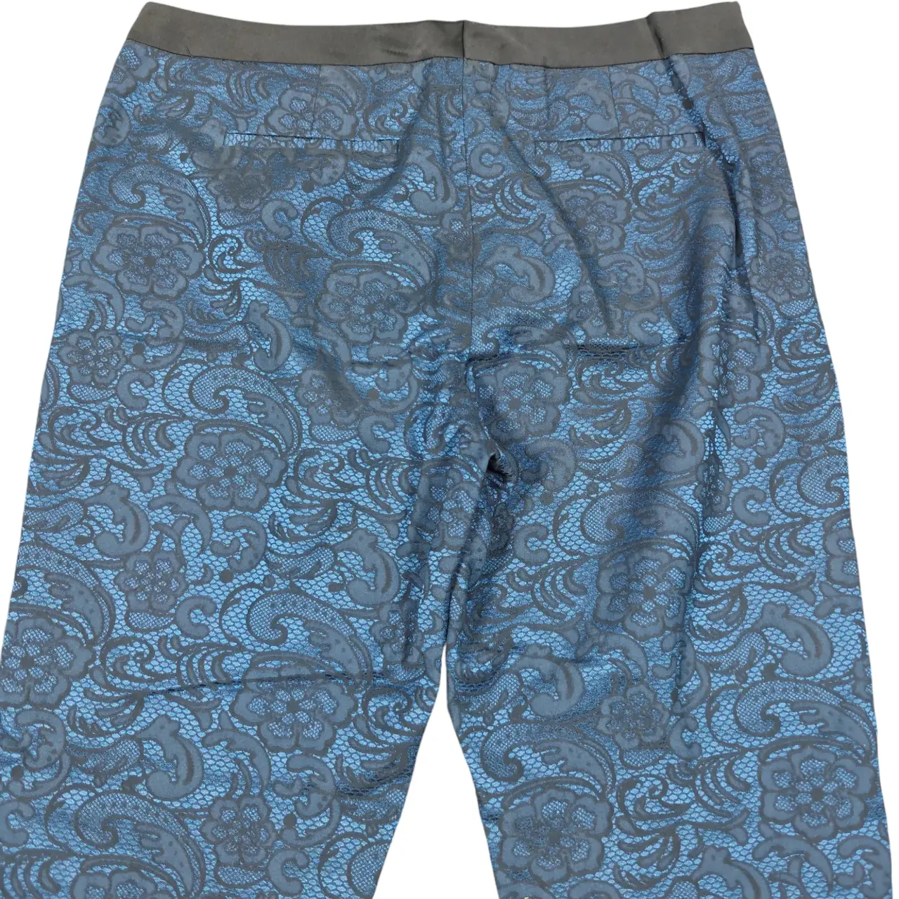 Halogen Quinn Fit Floral Jacquard Ankle Pants Blue Black Size 10 thumbnail 4