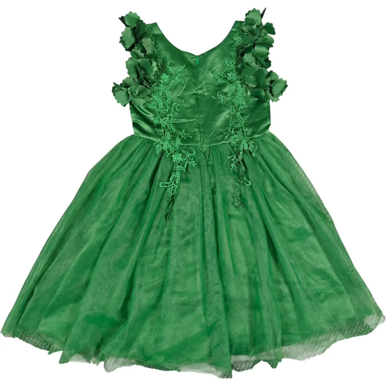 Trish Scully Bianca Gown Emerald Green Floral Tulle Dress Size 10 thumbnail 4