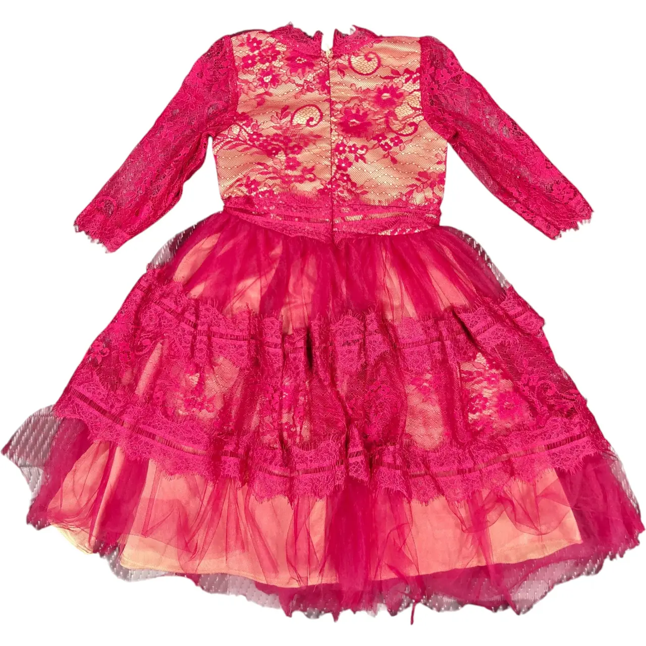 Trish Scully Girls Fuchsia Lace & Tulle Tiered Party Dress Size 3T NWT thumbnail 4