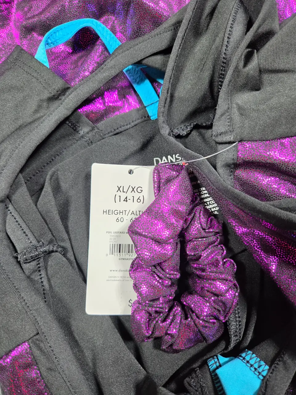 Danskin Now Girls XL Purple Gymnastics Dance Leotard & Scrunchie NWT thumbnail 4
