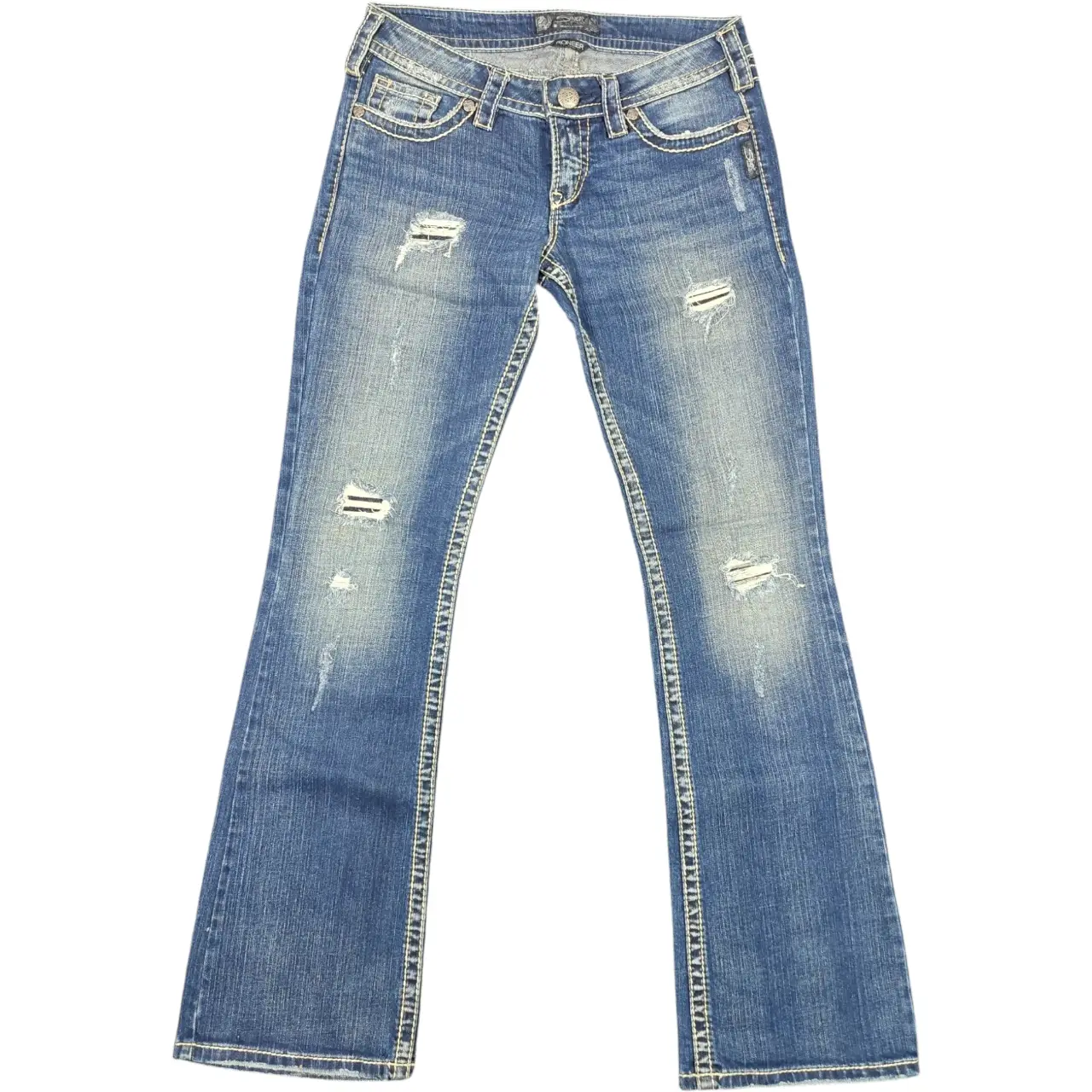 Silver Jeans Co. Pioneer Distressed Bootcut Flare Jeans W28 L33