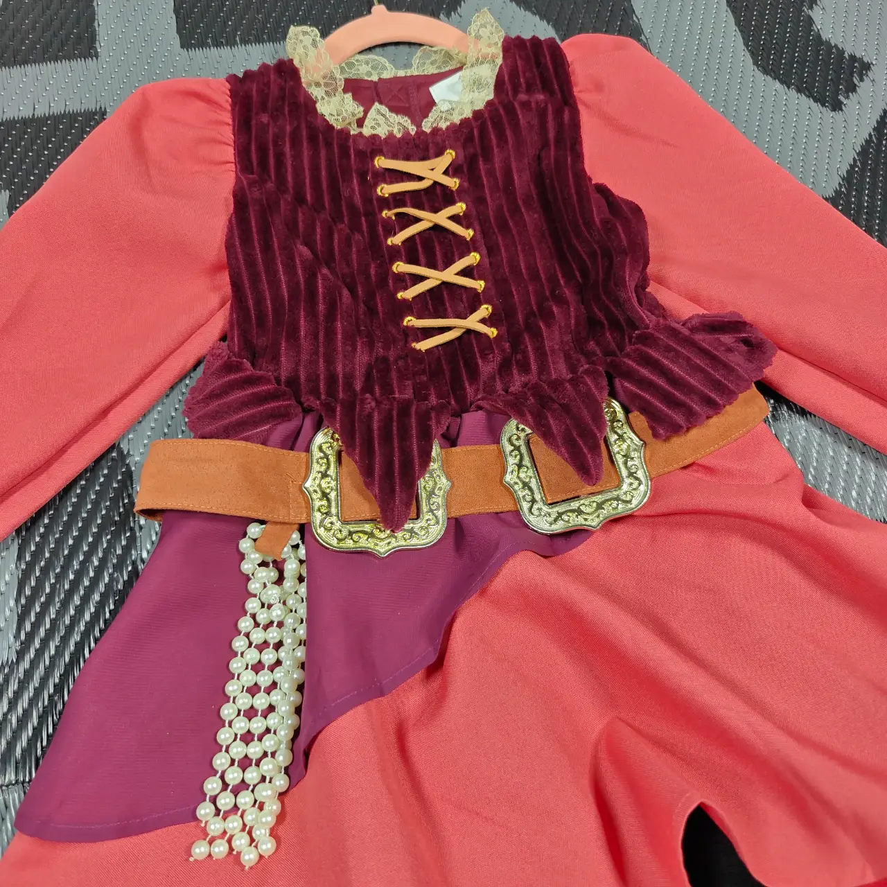 Disney Parks Girls Pirate Costume Dress with Belt Burgundy Pink Size XS thumbnail 2