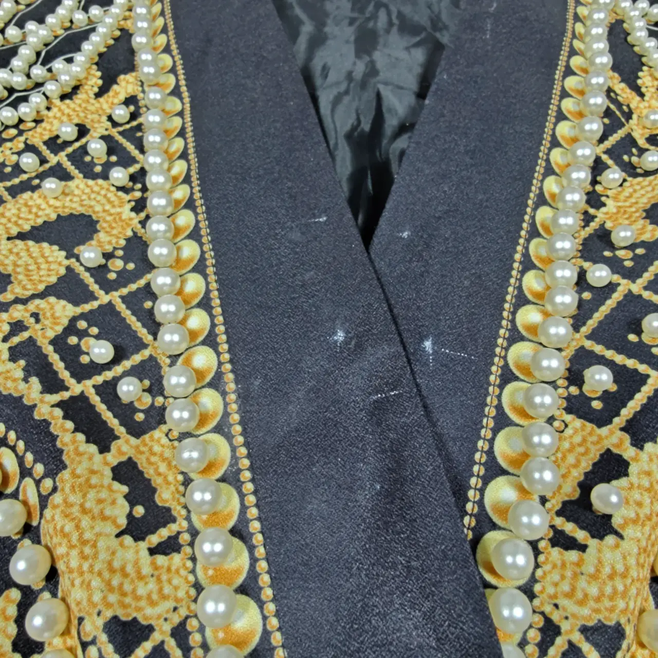 Bella Barnett Dole Pearl Beaded Blazer Dress Black Gold Baroque Women's Size 4XL thumbnail 6