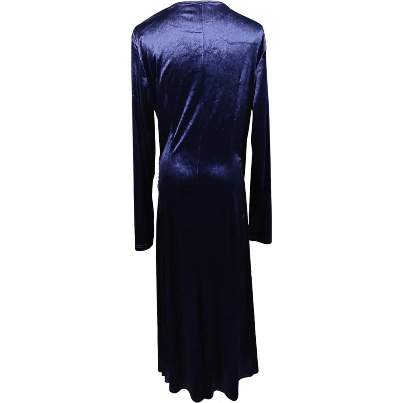 ZABERRY Women's Navy Blue Velvet V-Neck Ruched Wrap Midi Dress Size XL thumbnail 4