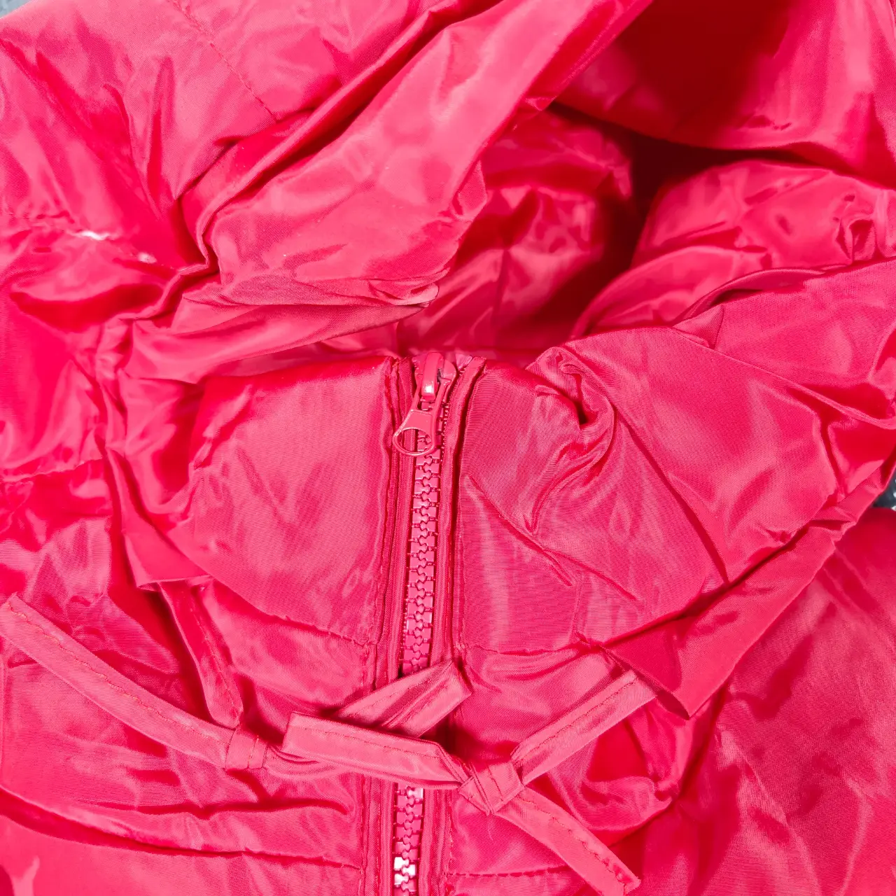 Women's Red Longline Hooded Puffer Coat Full Zip Quilted Jacket thumbnail 5