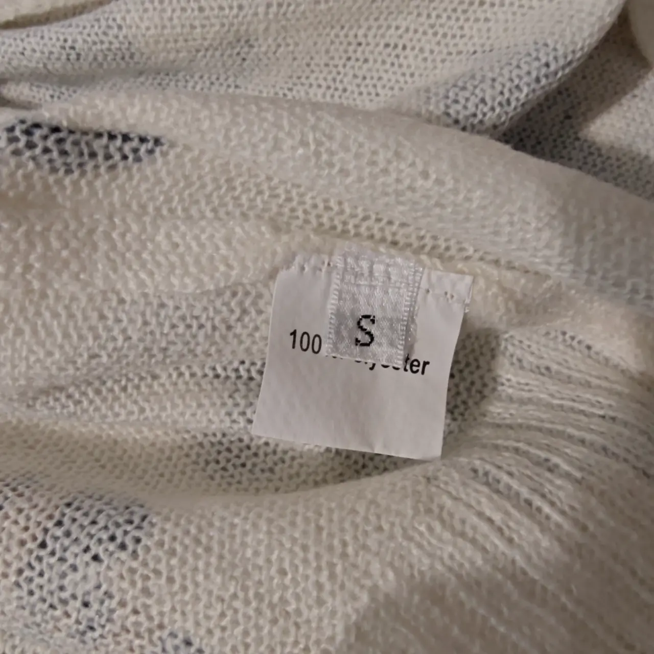 Cat Print Button Front Knit Cardigan Sweater Cream Size S thumbnail 6