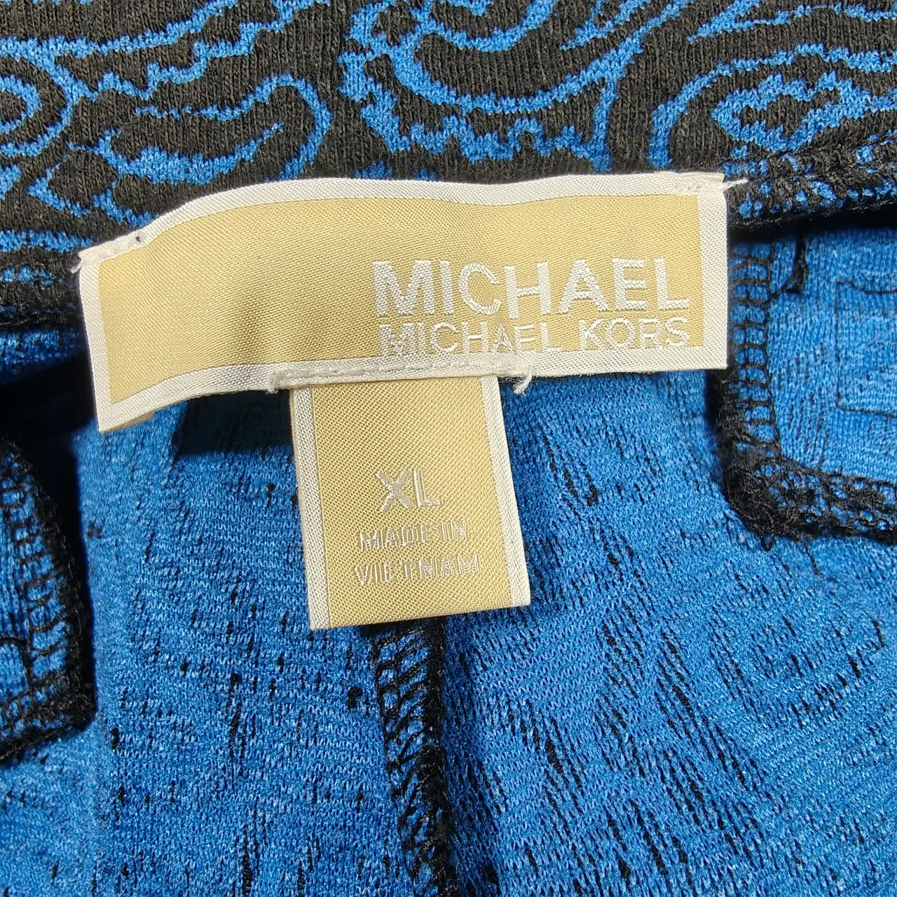 Michael Kors Blue & Black Paisley Textured Knit Ankle Pants XL thumbnail 6