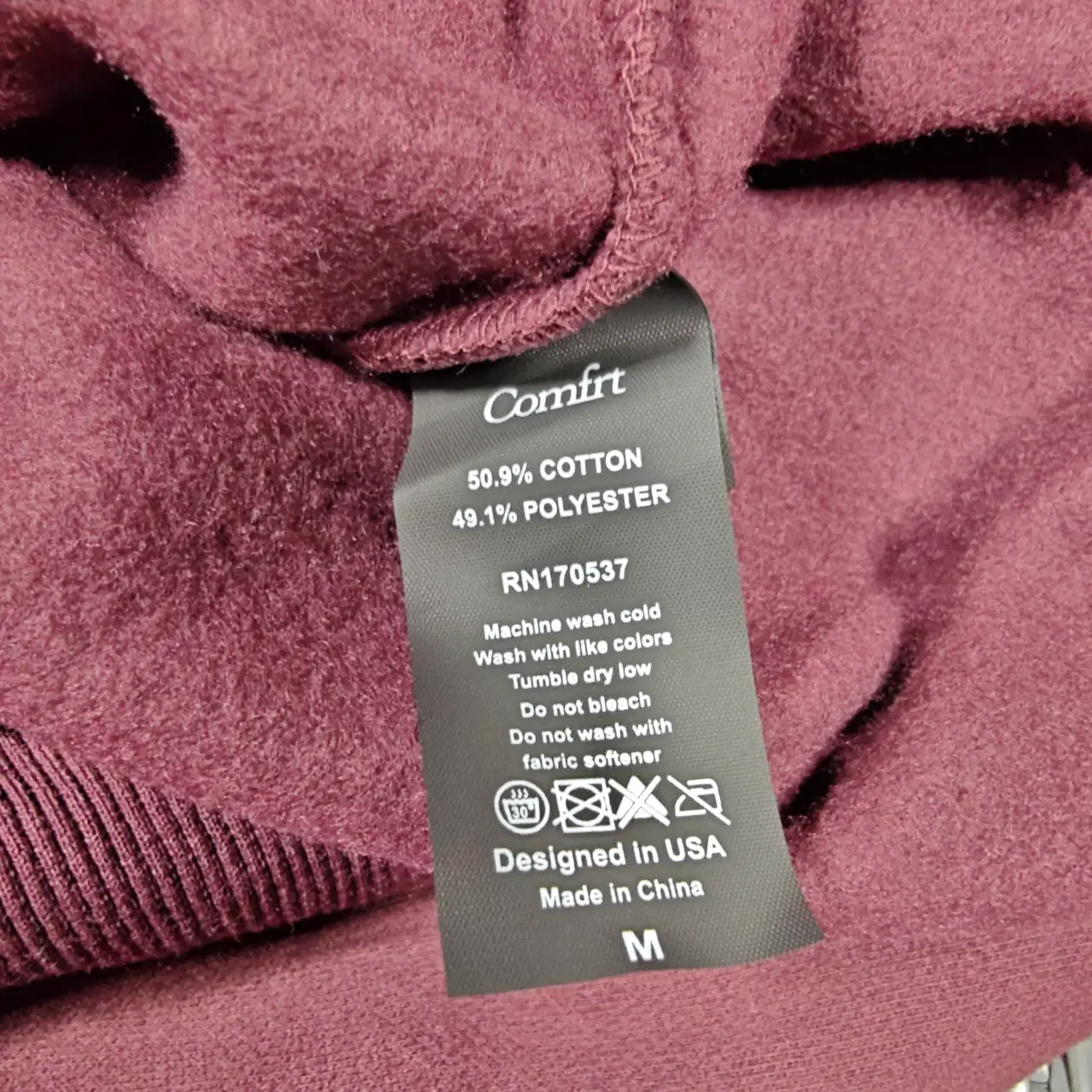 Comfrt Fleece Pullover Hoodie Mauve Plum Size M NWOT thumbnail 6