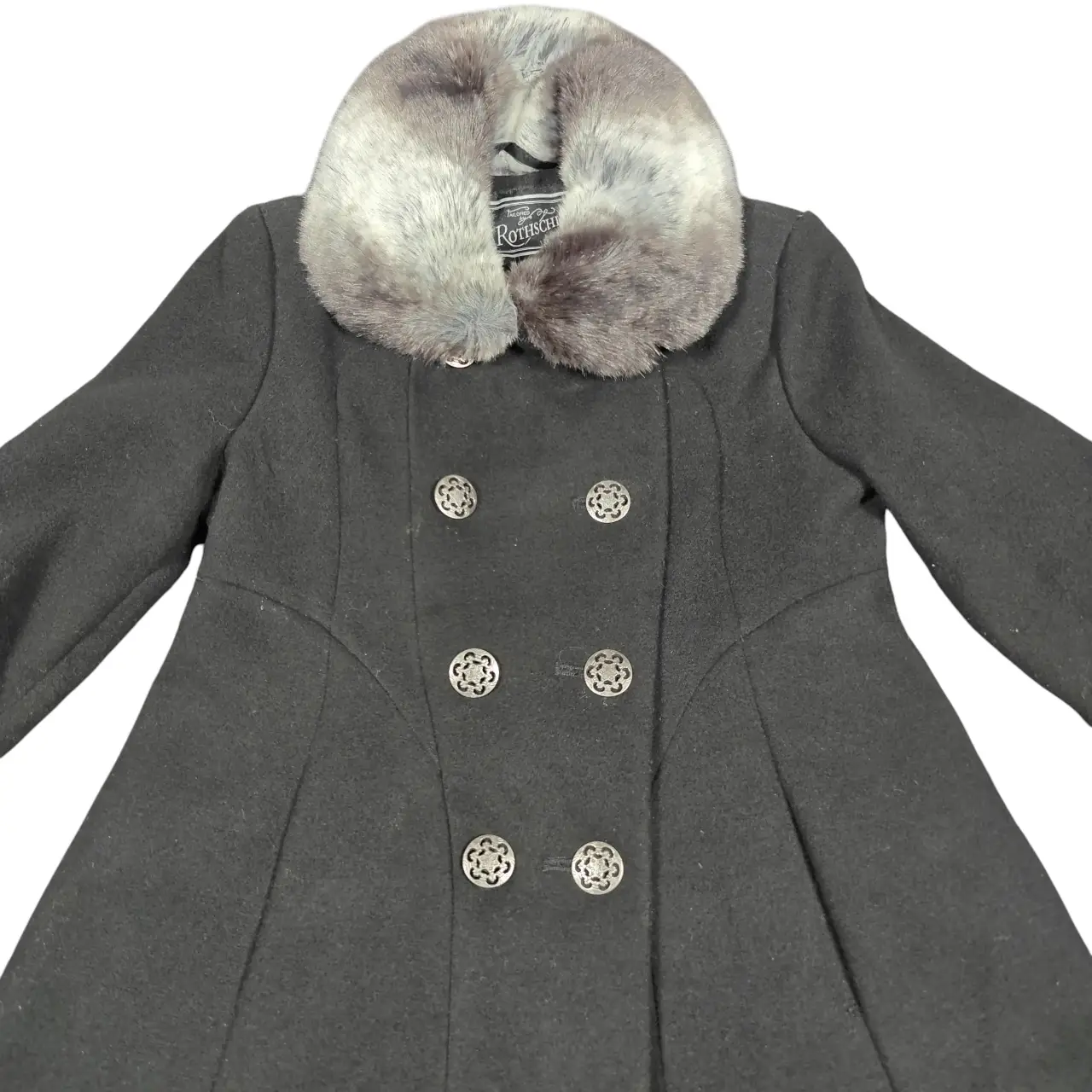 Rothschild Toddler Girls Black Faux Fur Trim Princess Coat Size 2T thumbnail 2