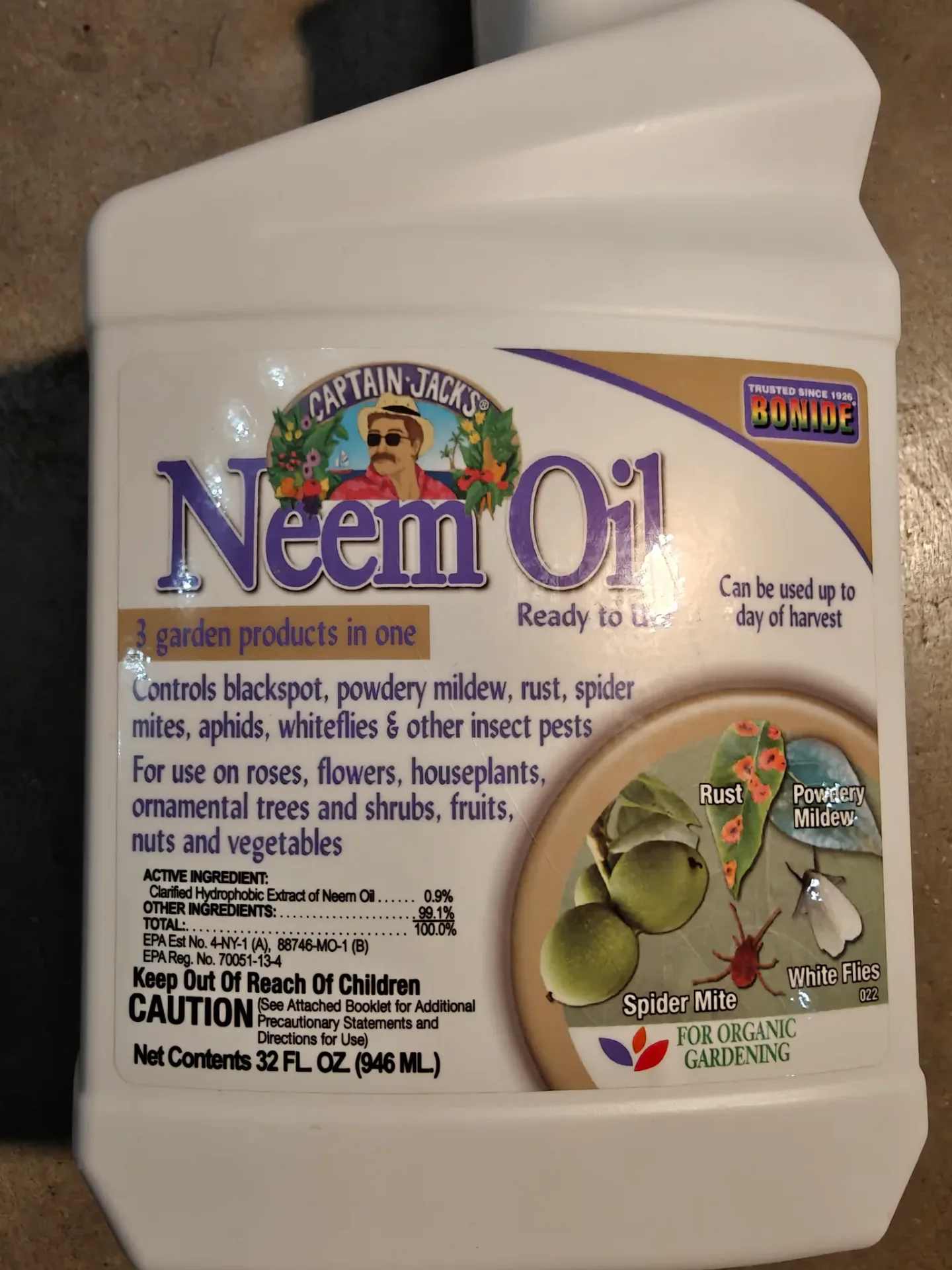 Bonide Captain Jack's Neem Oil Ready-to-Use 32oz Organic Pest Fungicide Spray thumbnail 2