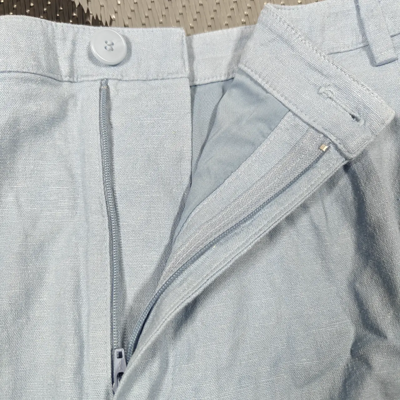 Open Edit Women's Light Blue Linen Blend Pleated Tailored Shorts Size 16 thumbnail 5