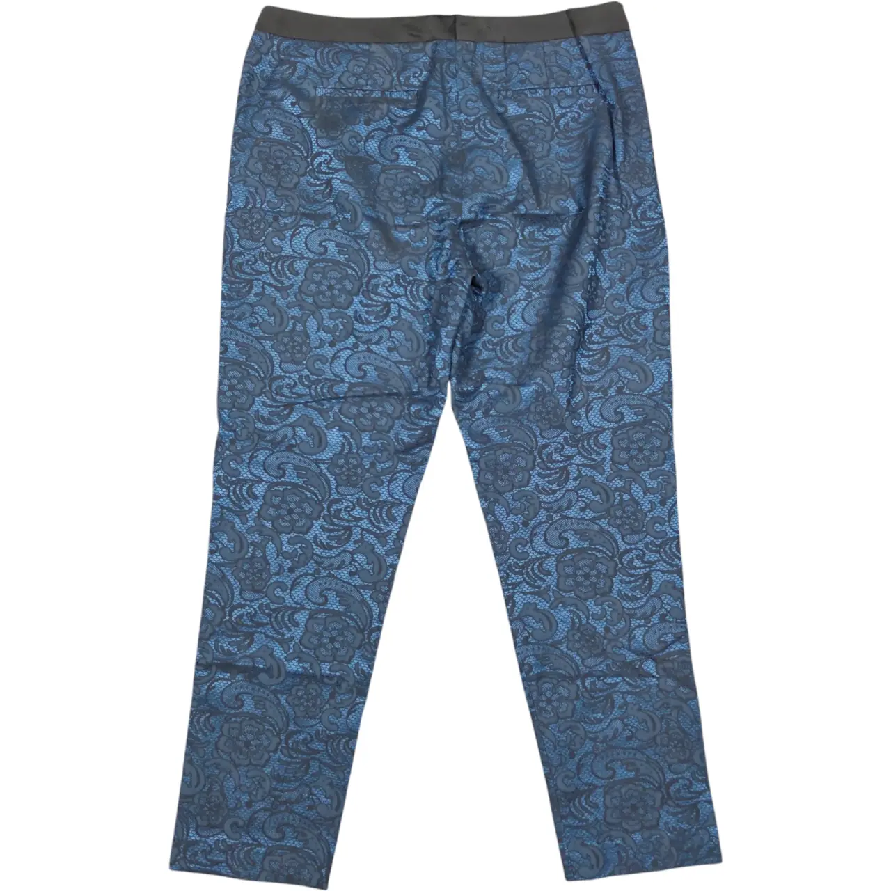 Halogen Quinn Fit Floral Jacquard Ankle Pants Blue Black Size 10 thumbnail 3