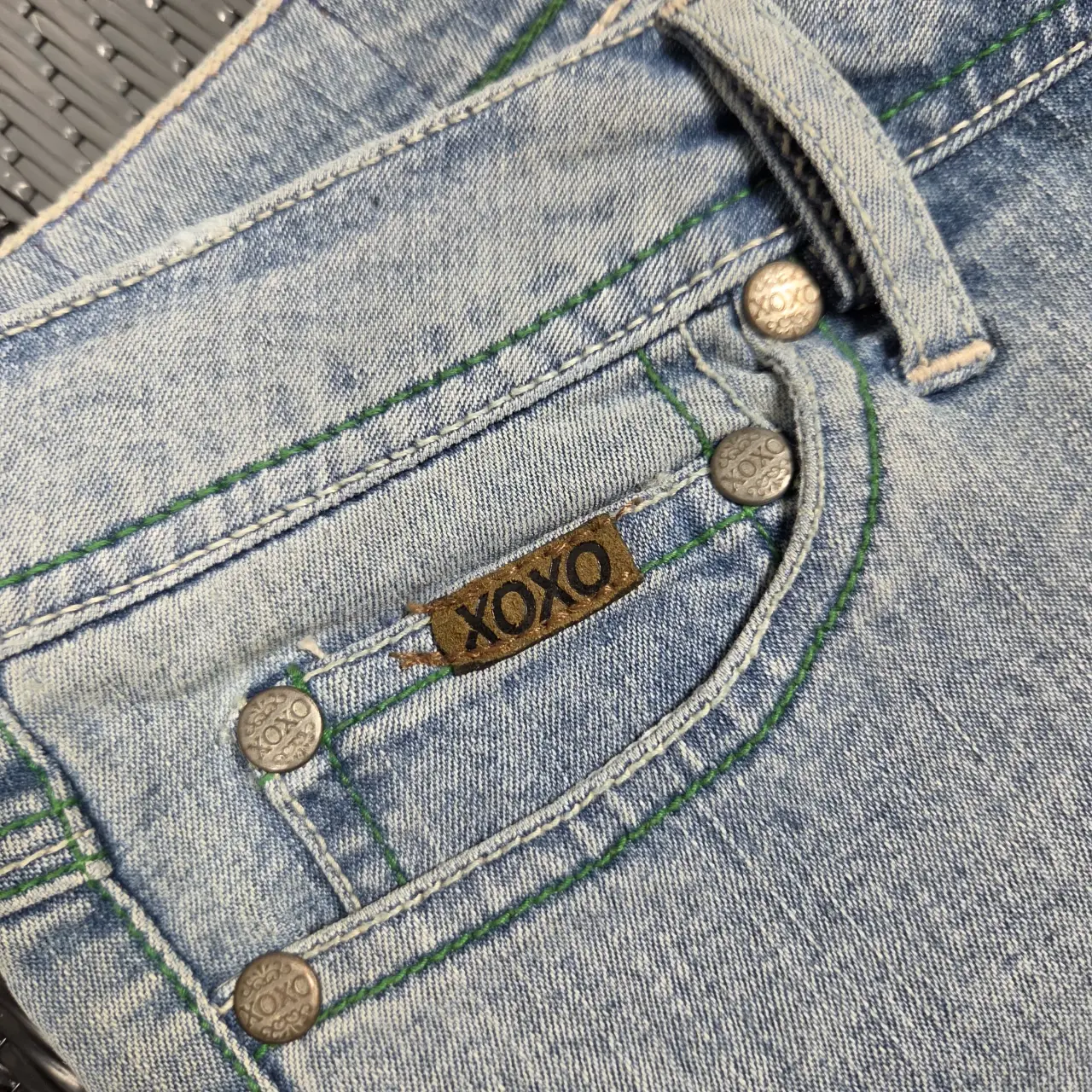 Vintage XOXO Y2K Light Wash Contrast Stitch Jeans Size 3/4 thumbnail 3