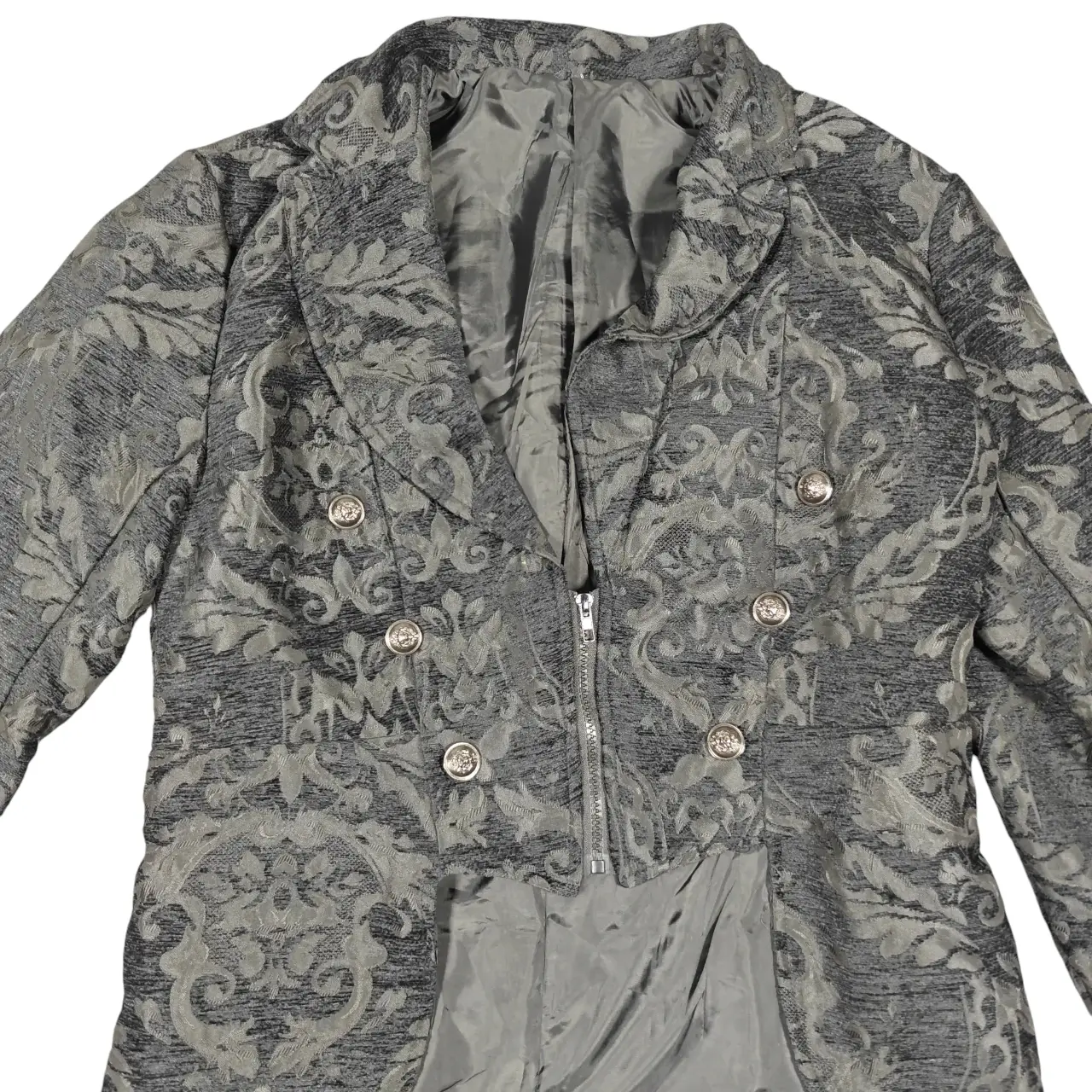 Gothic Steampunk Brocade Tailcoat Jacket Black Victorian Frock Coat thumbnail 2