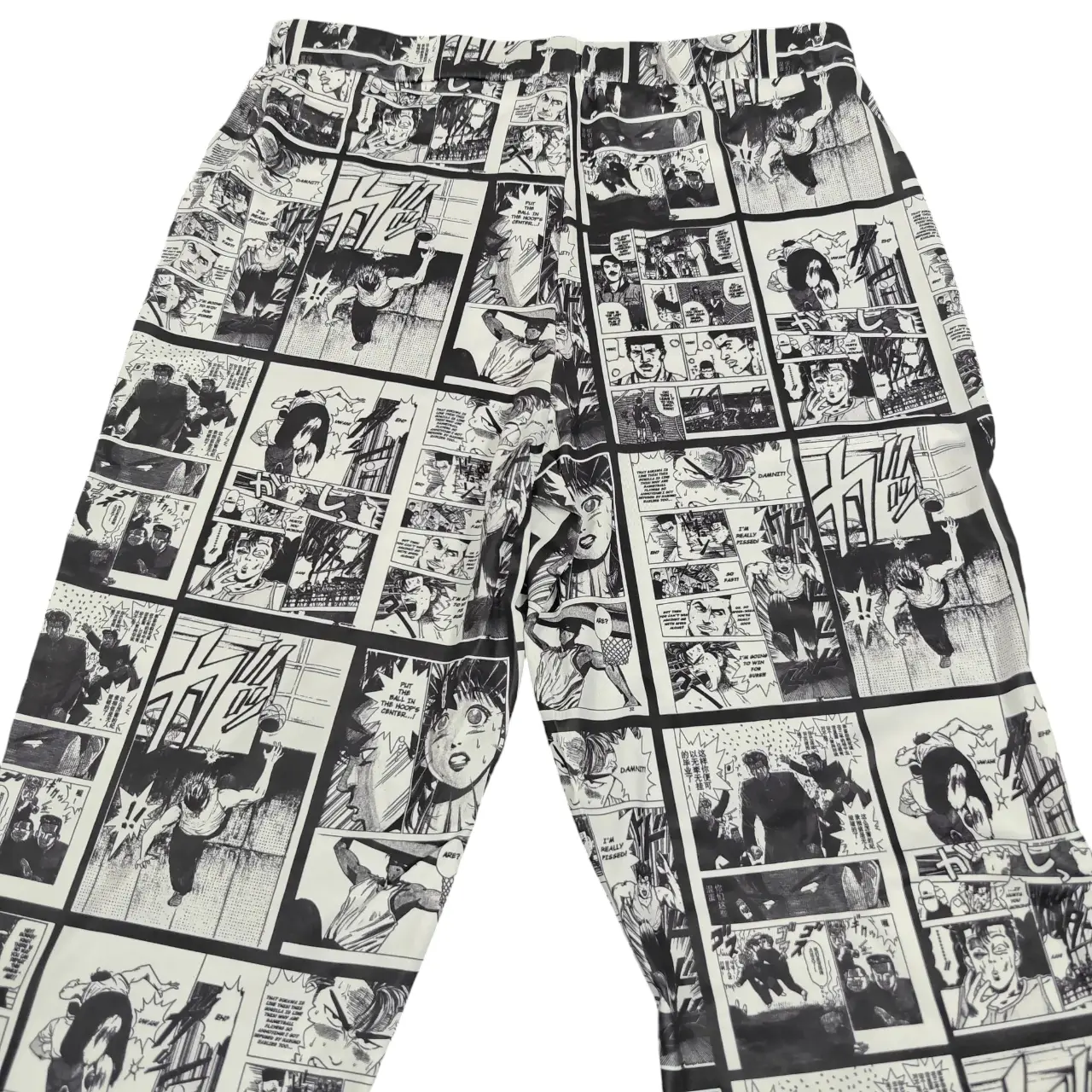 Anime Manga Comic Print Bell Bottom Flare Pants Women's Size XL Black White thumbnail 4