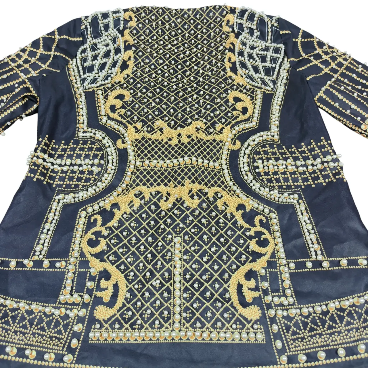 Bella Barnett Dole Pearl Beaded Blazer Dress Black Gold Baroque Women's Size 4XL thumbnail 4