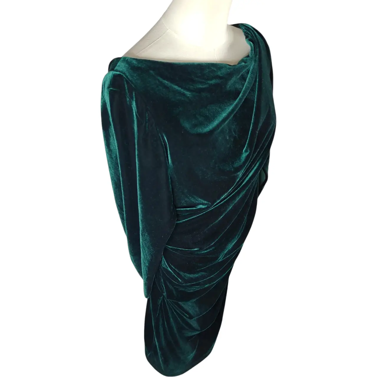 Betsy & Adam Women's Emerald Green Velvet Drape Back Sheath Dress Size 14 NWT thumbnail 3