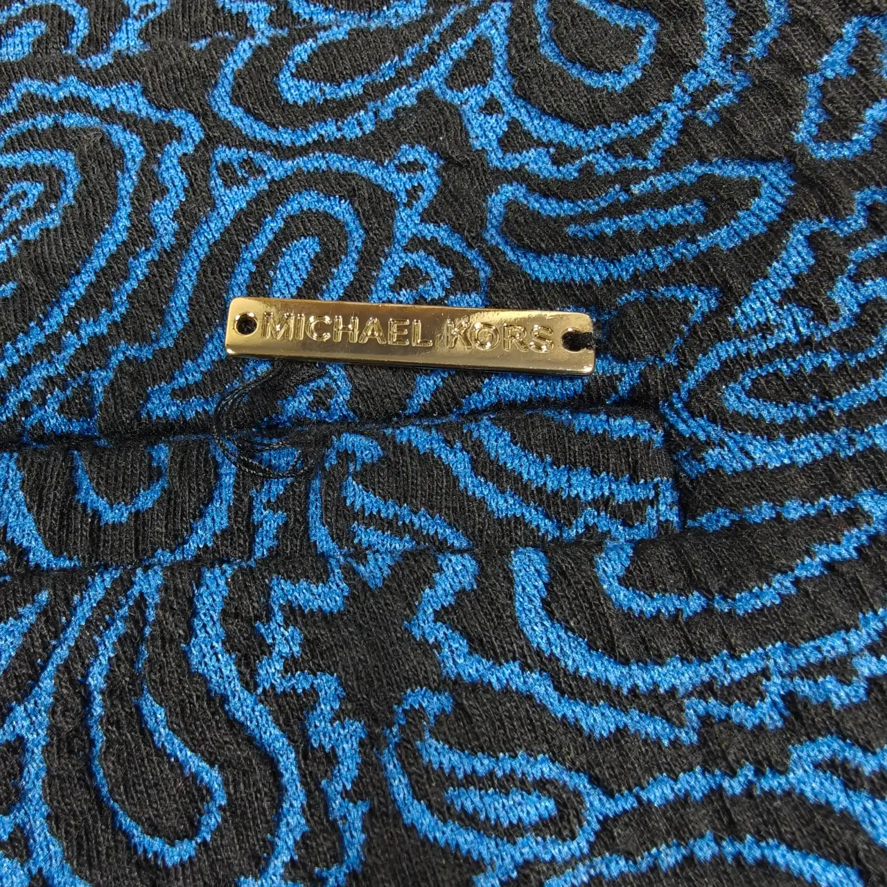 Michael Kors Blue & Black Paisley Textured Knit Ankle Pants XL thumbnail 5