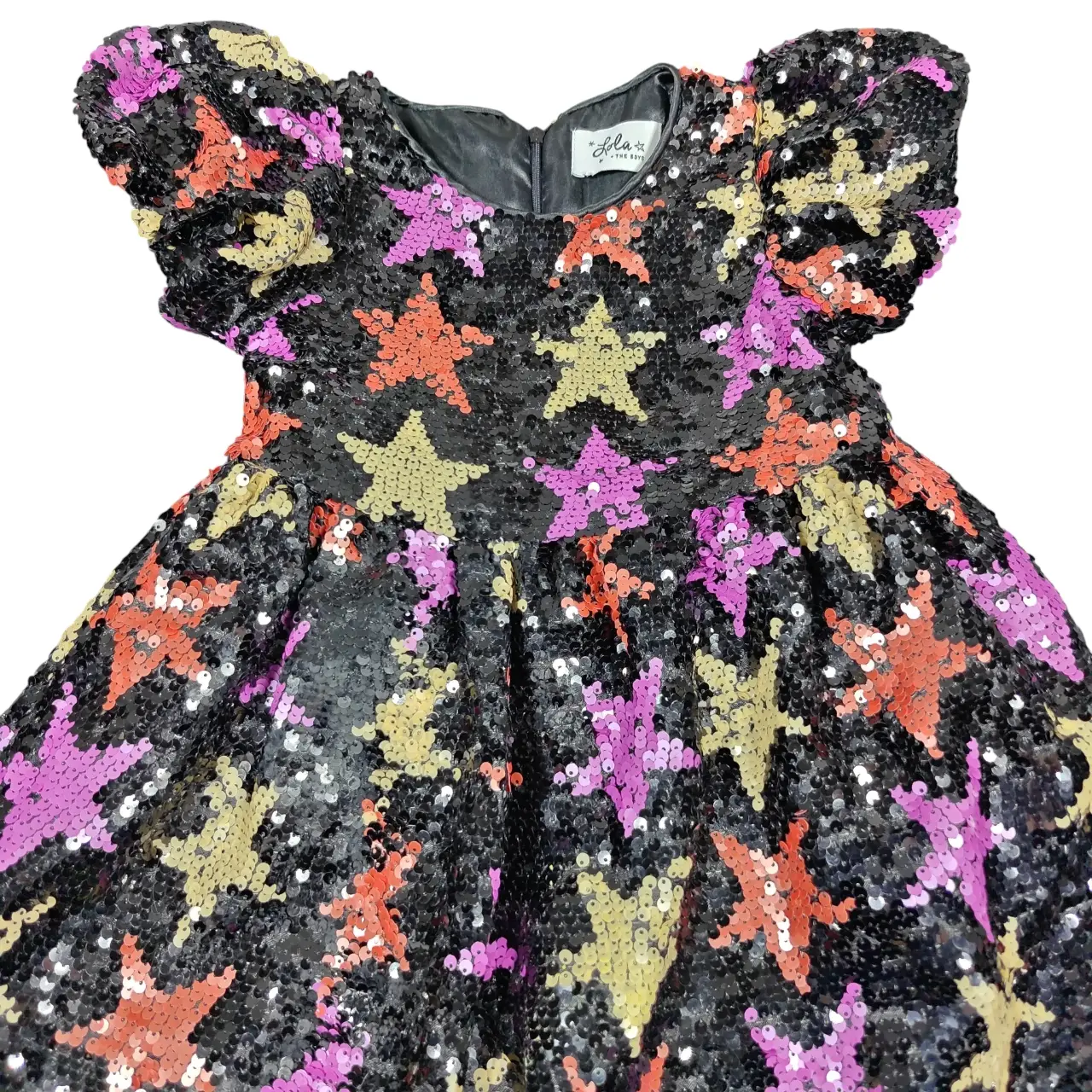 Lola + The Boys Girls Black Sequin Winter Stars Dress Size 4T thumbnail 3
