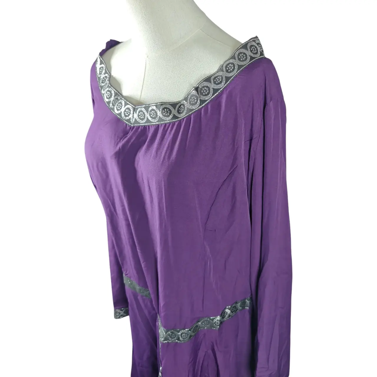 Renaissance Medieval Costume Dress Purple Bell Sleeve Corset Gown Size 2XL thumbnail 2