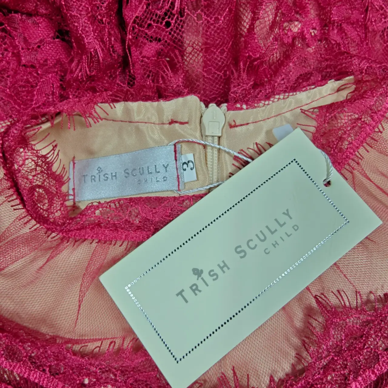 Trish Scully Girls Fuchsia Lace & Tulle Tiered Party Dress Size 3T NWT thumbnail 5