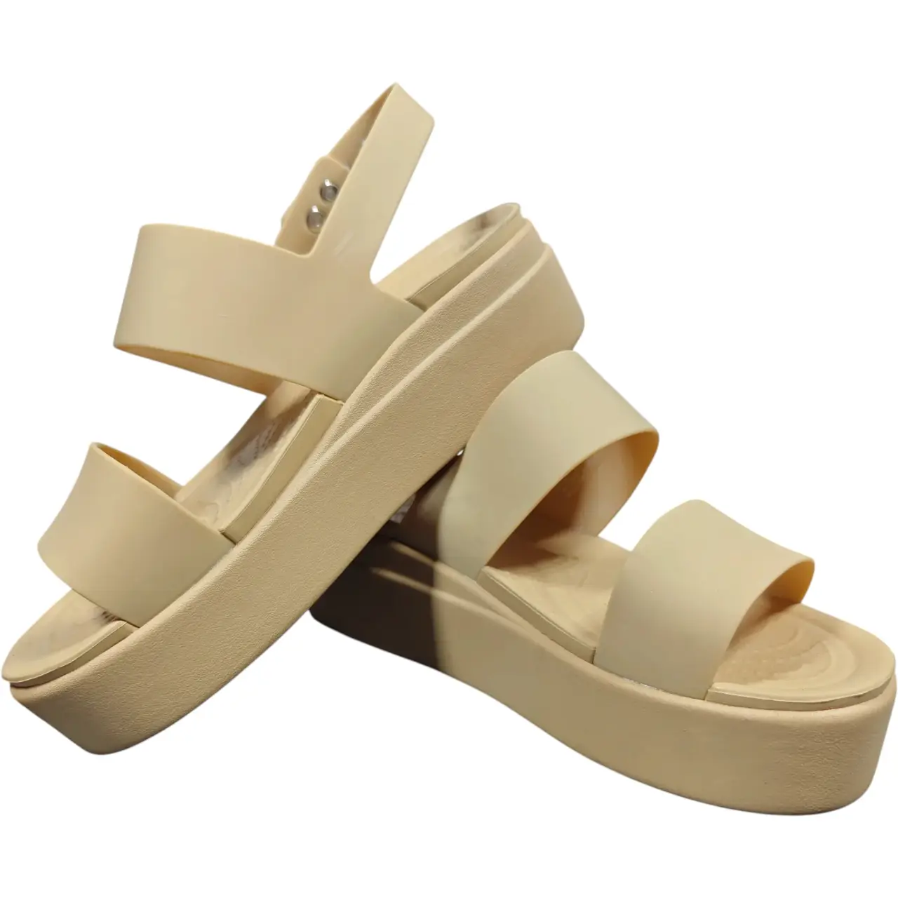 Crocs Brooklyn Low Wedge Platform Sandals Beige Tan Women's Size 6 LiteRide thumbnail 2