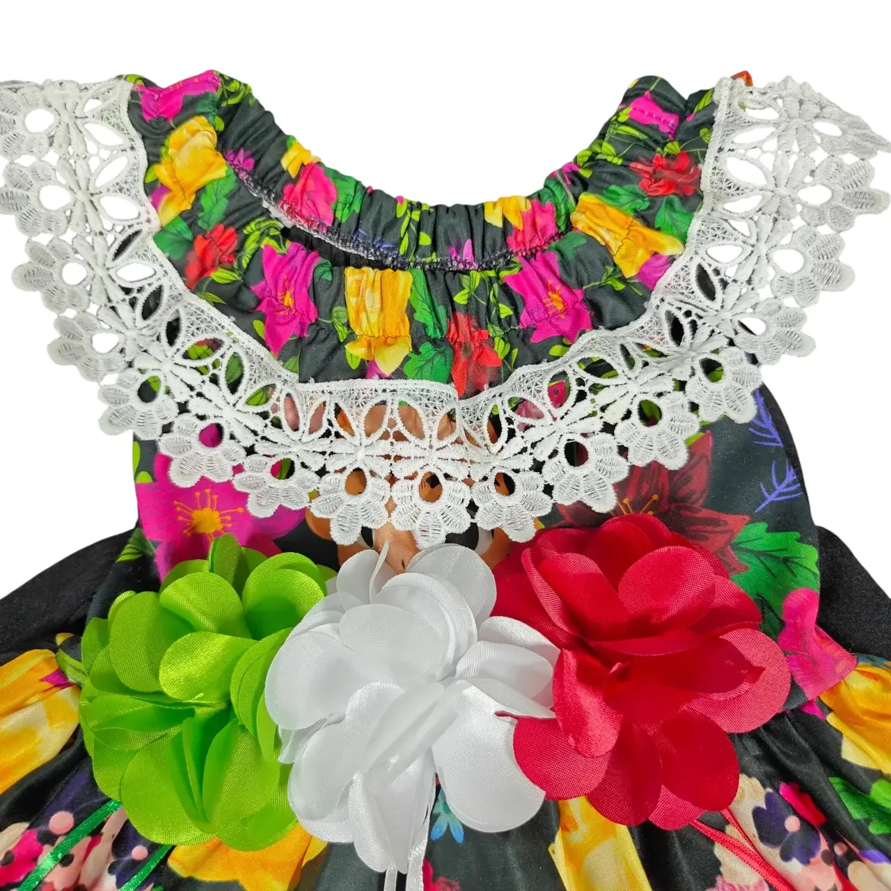 Girls Mexican Folklorico Frida Kahlo Floral Fiesta Dress Size CH Small thumbnail 4